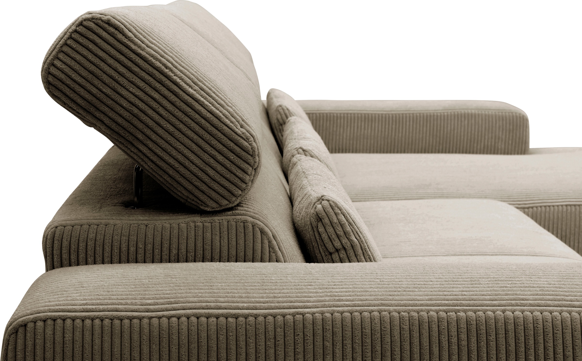 DOMO collection Ecksofa »Brandon große Ausführung B/T/H: 289/177/80 cm, auch in Leder und Cord«, mit Kopfteilverstellung, wahlweise Sitztiefenverstellung, L-Form