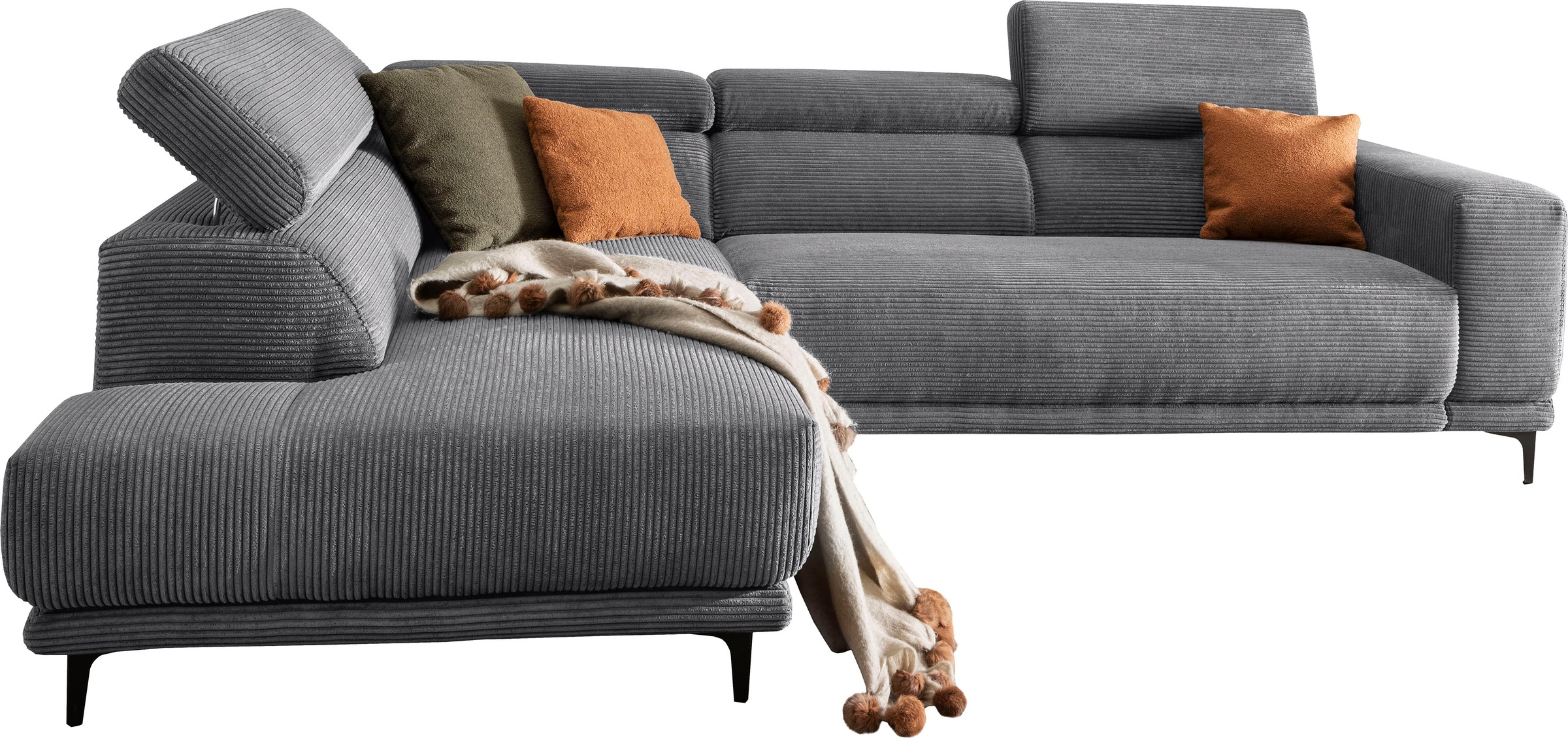 alina Ecksofa »Hikari«, wahlweise mit Sitzvorzug, in modernem Cordstoff, Breite 276 cm