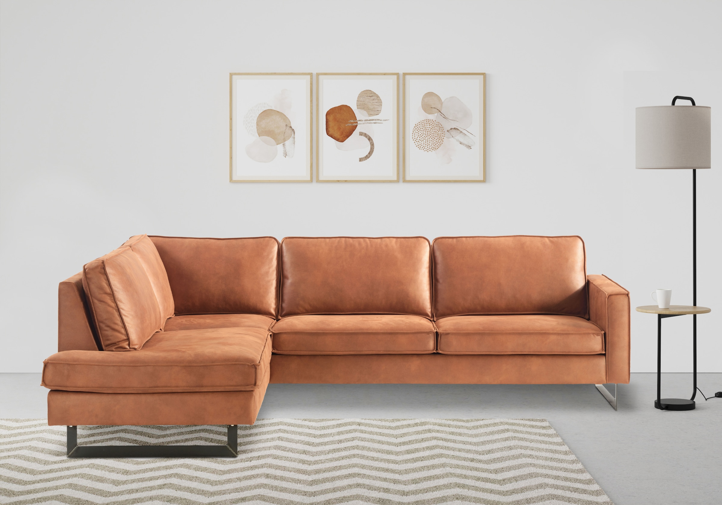 Places of Style Ecksofa "Pinto, 290 cm, Cord, Chenille, Lederoptik, Ottoman günstig online kaufen