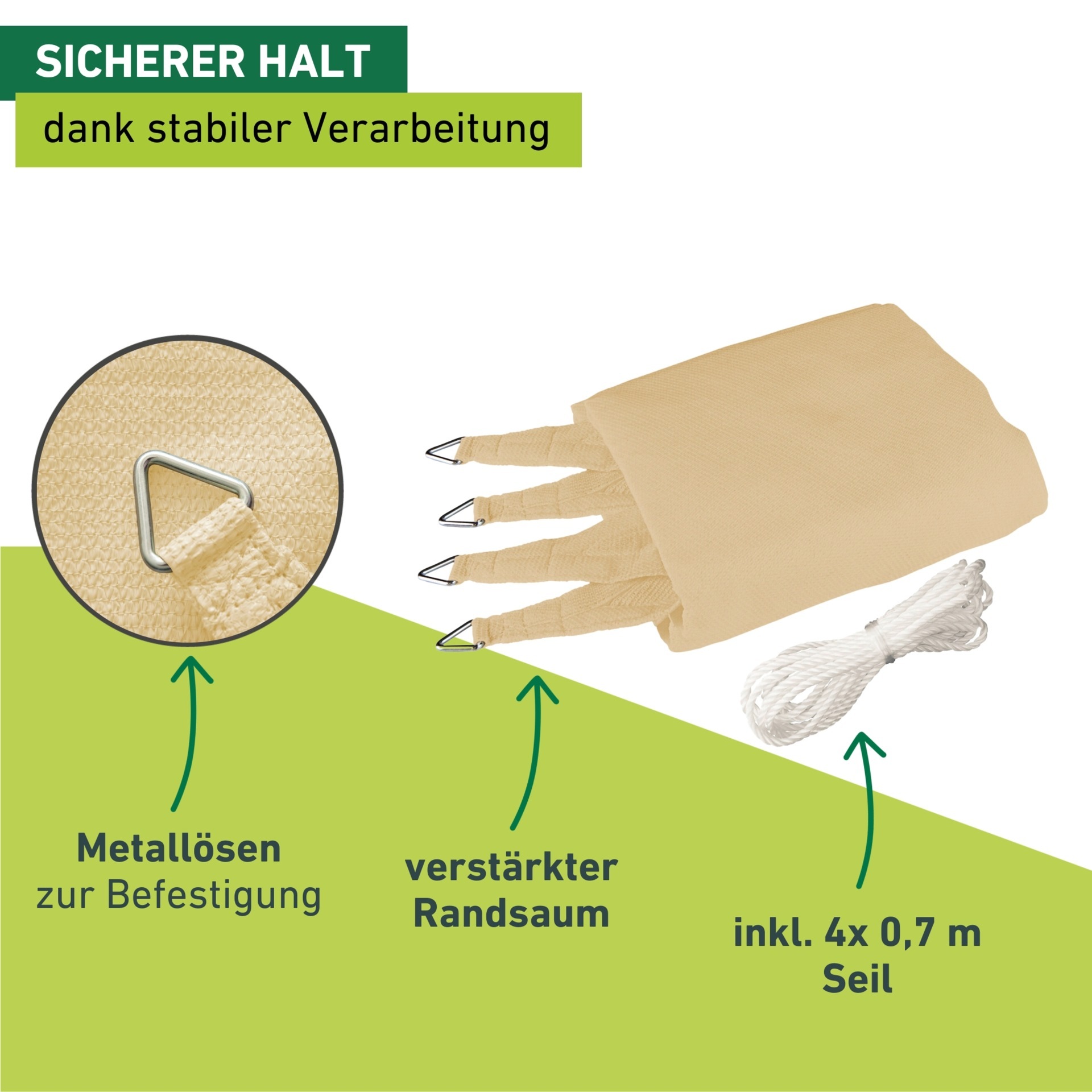 Windhager Sonnensegel »Capri Quadrat« 4x4m, champagner