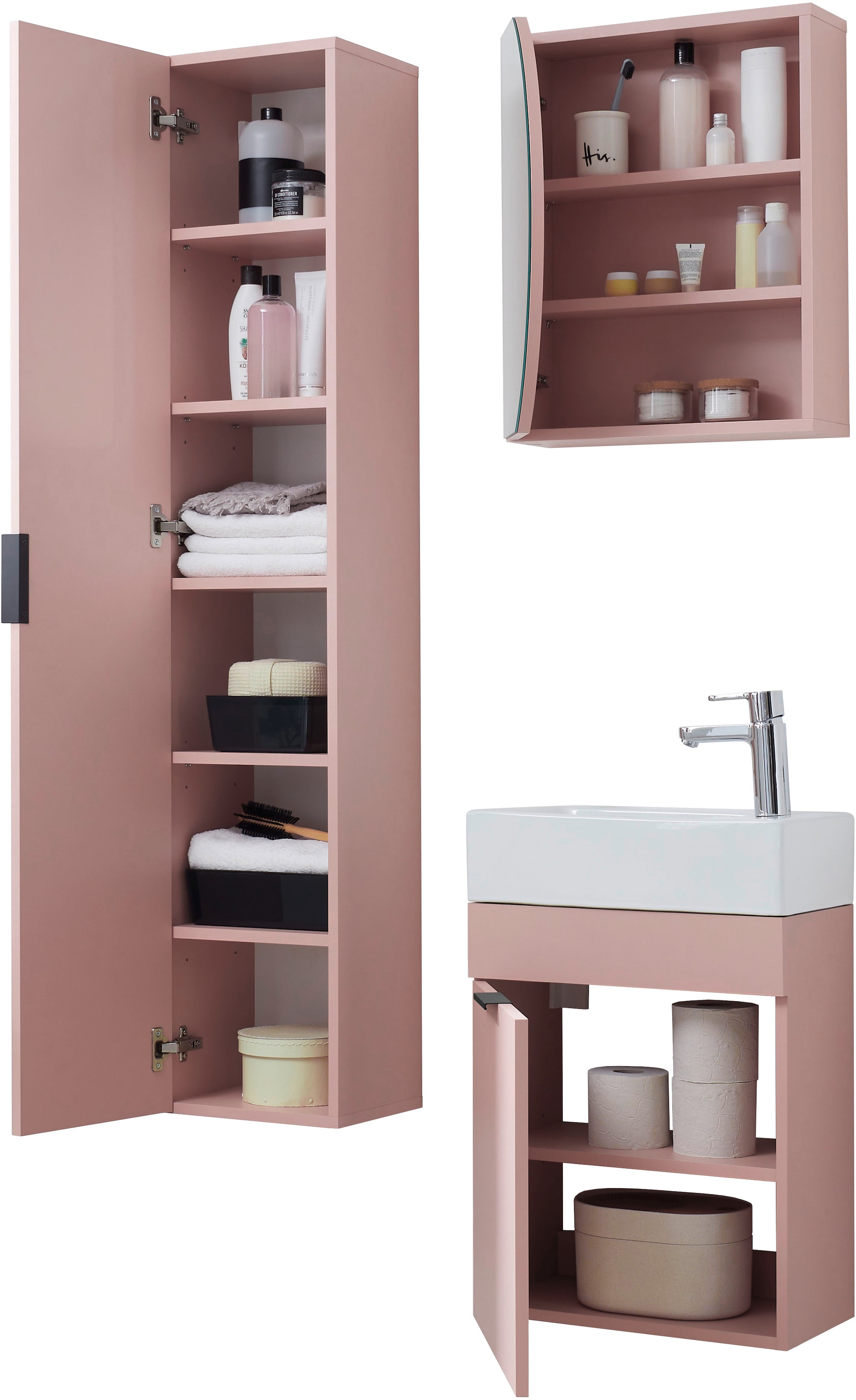 BASIC by Balculina Spiegelschrank »Nancy BxHxT 45x45x15 cm« 1 Stk. tlg. Breite 45 cm, offene Fächer