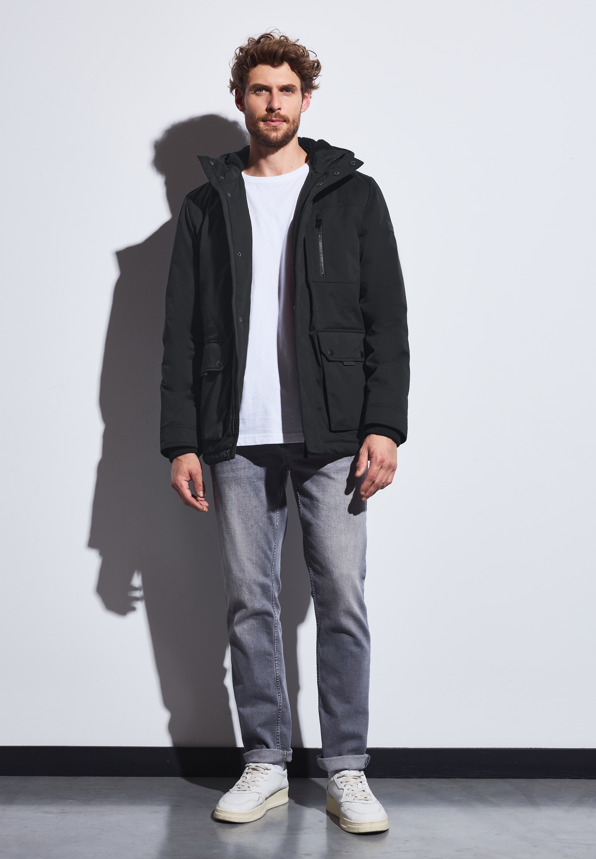STREET ONE MEN Cargojacke, mit Kapuze, mit Brusttasche