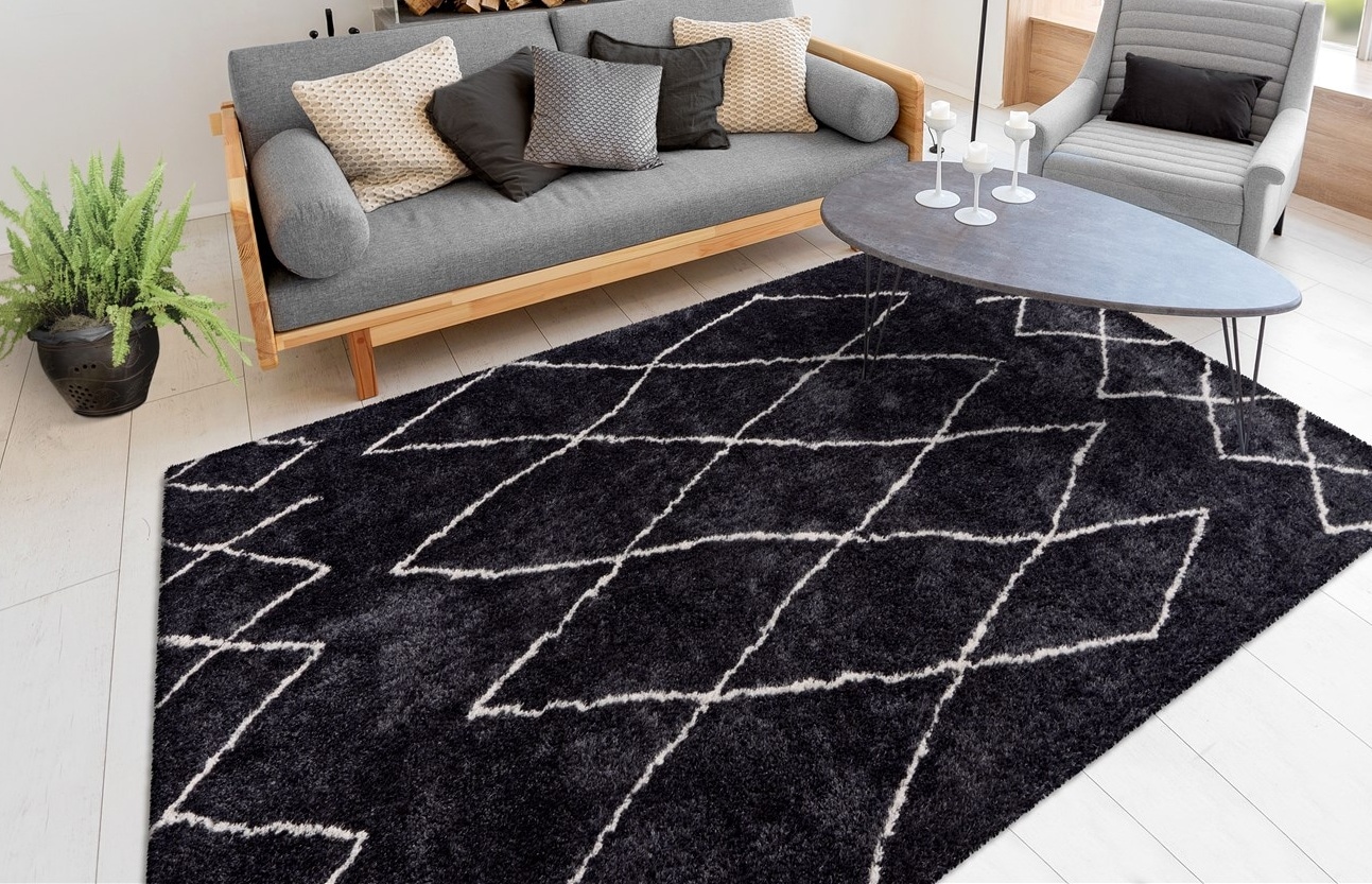 Teppich ME GUSTA "Orlando 425", grau (anthrazit), B:200cm H:27mm L:290cm, Polyester, Teppiche, Teppich, Weicher Hochflorteppich, dezent gestaltet,Fußbodenheizung geeignet