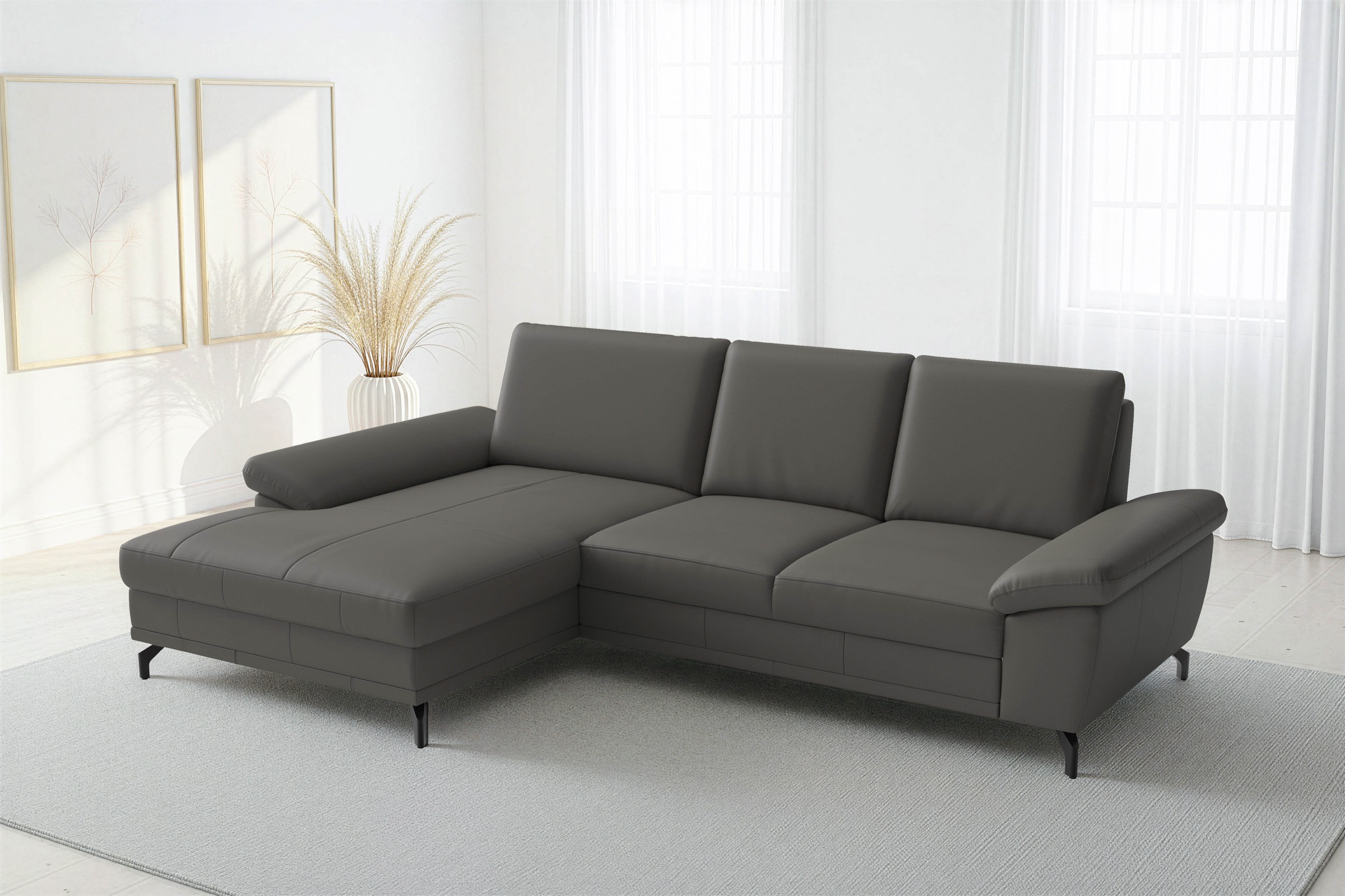 sit&more Ecksofa "Chelsea L-Form, B: 264 cm, Leder, inkl. Sitztiefen-&Armteilverstellung" optional mit Schlaffunktion und Bettkasten