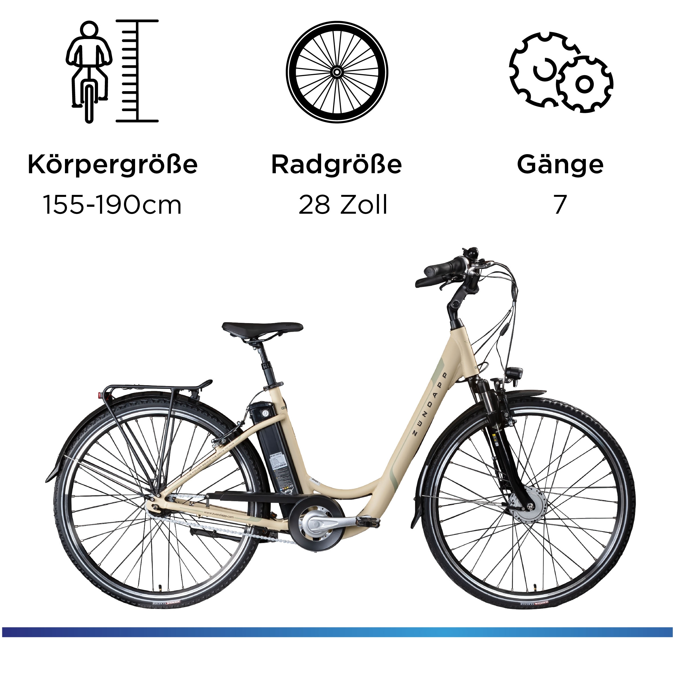 Zündapp E-Bike »Z517«, 7 Gang, Shimano, Nexus, Frontmotor 250 W, Pedelec, Elektrofahrrad für Damen u. Herren