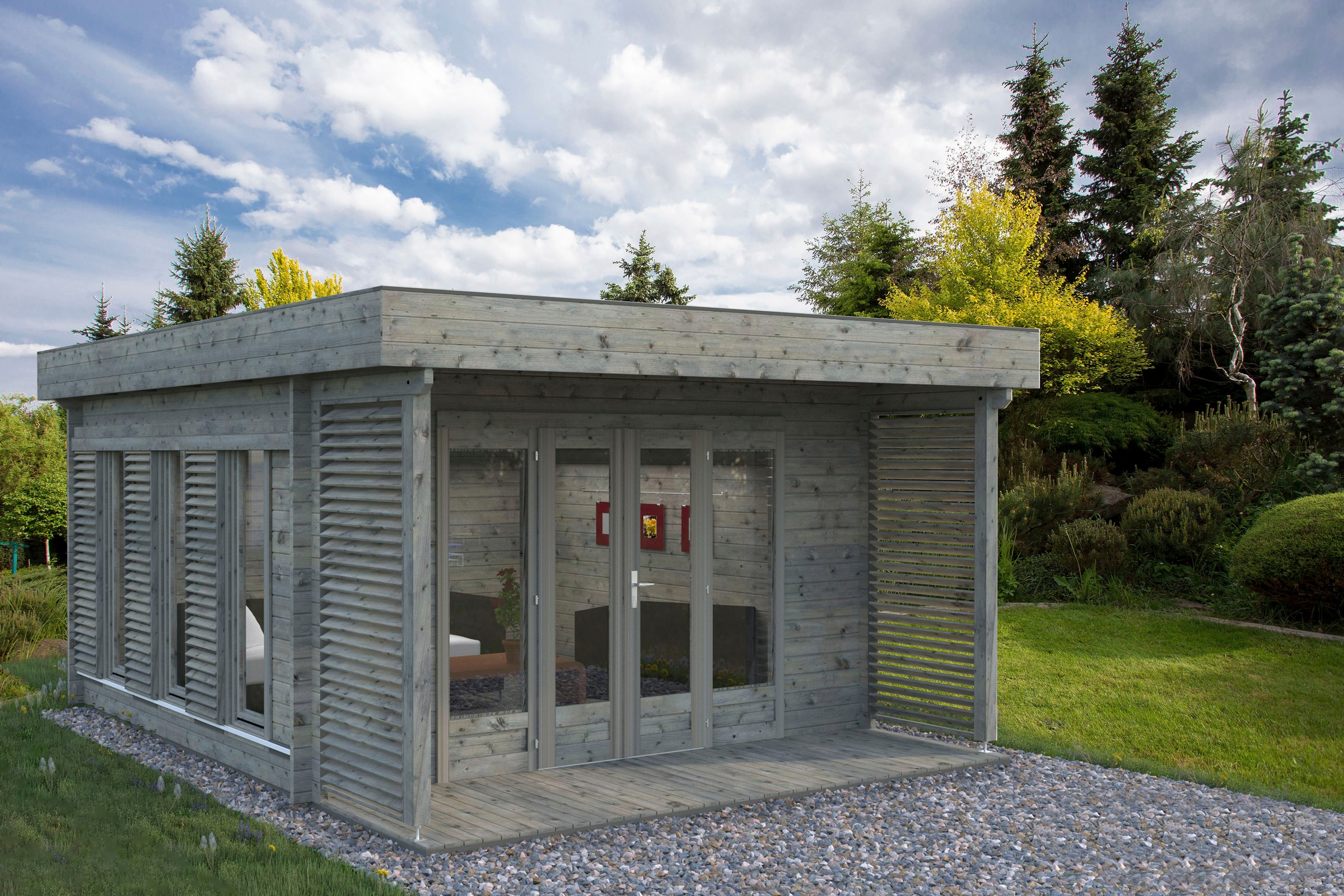 Palmako Gartenhaus »Caroline«, (Set), 14,5 m², mit Anbaudach und