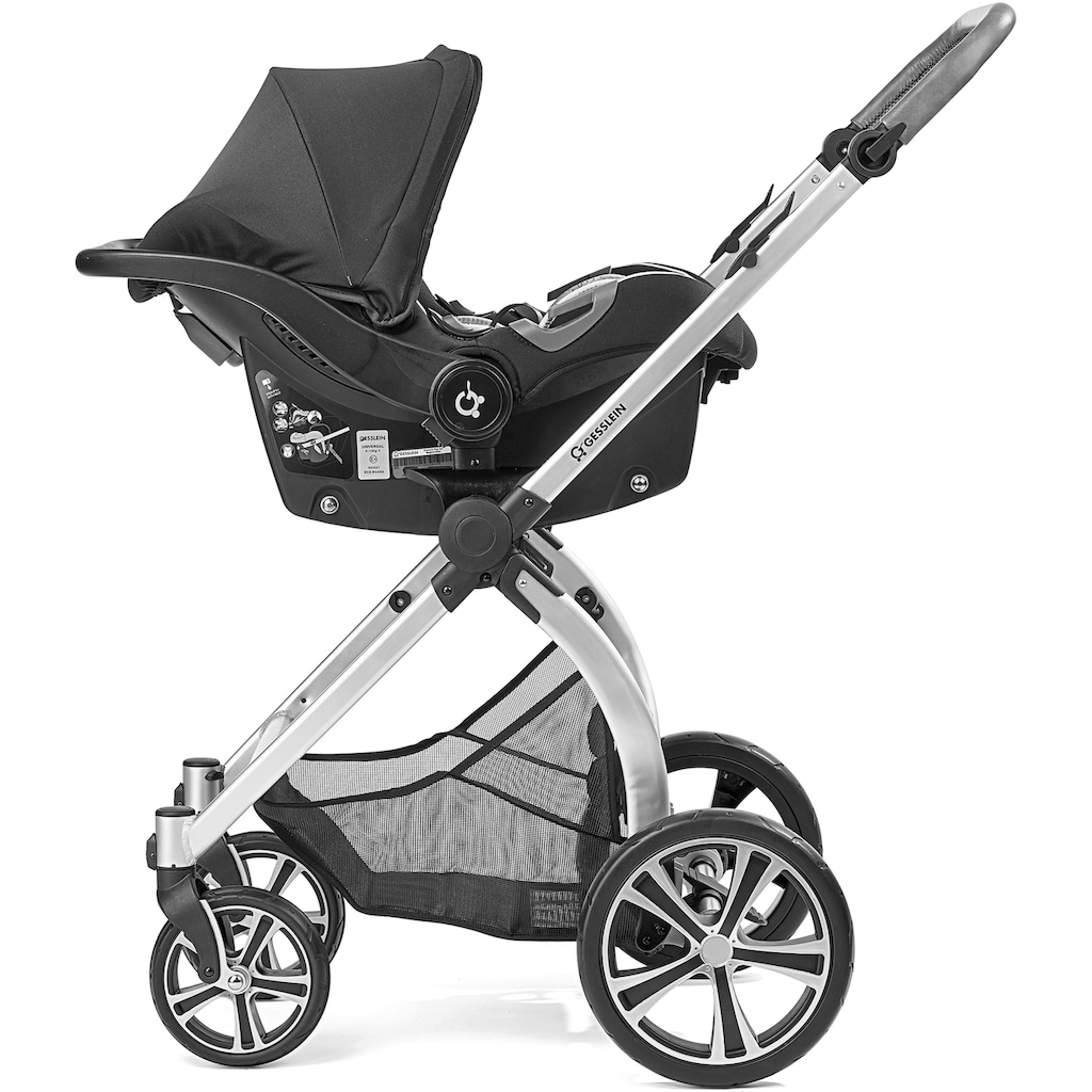 Gesslein Kombi-Kinderwagen »FX4 Classic, schwarz/tabak mit Wanne CX3, grau meliert/Giraffe«, Design & Handarbeit aus Deutschland