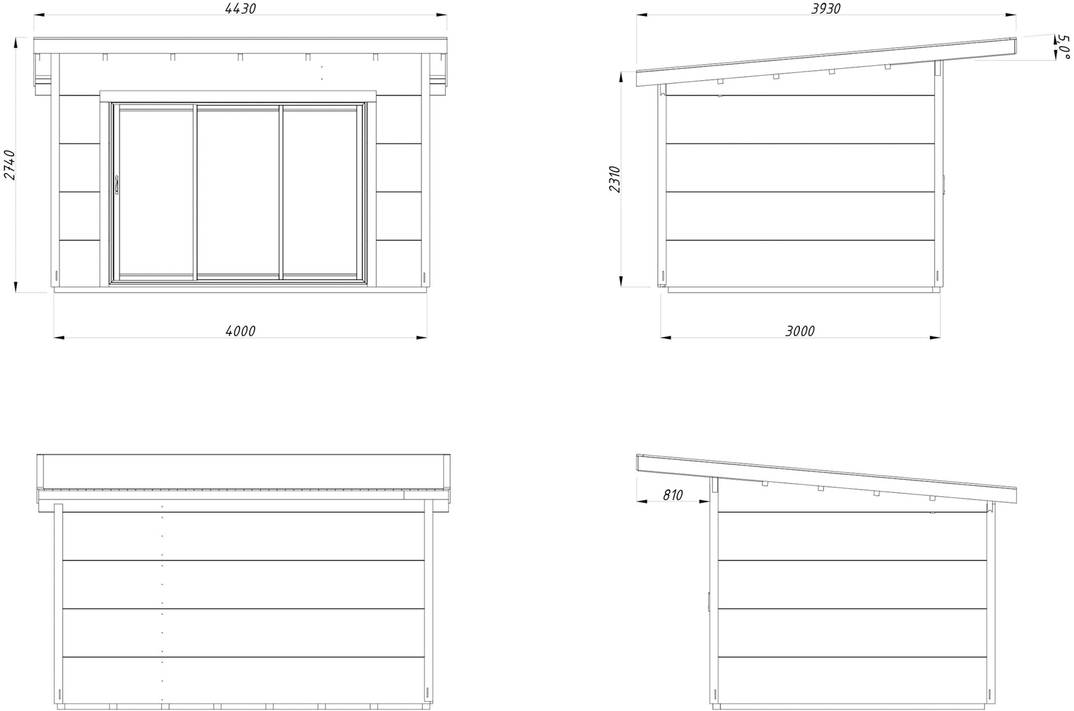 Palmako Gartenhaus »Grace Slide Plus« verschiedene Farben