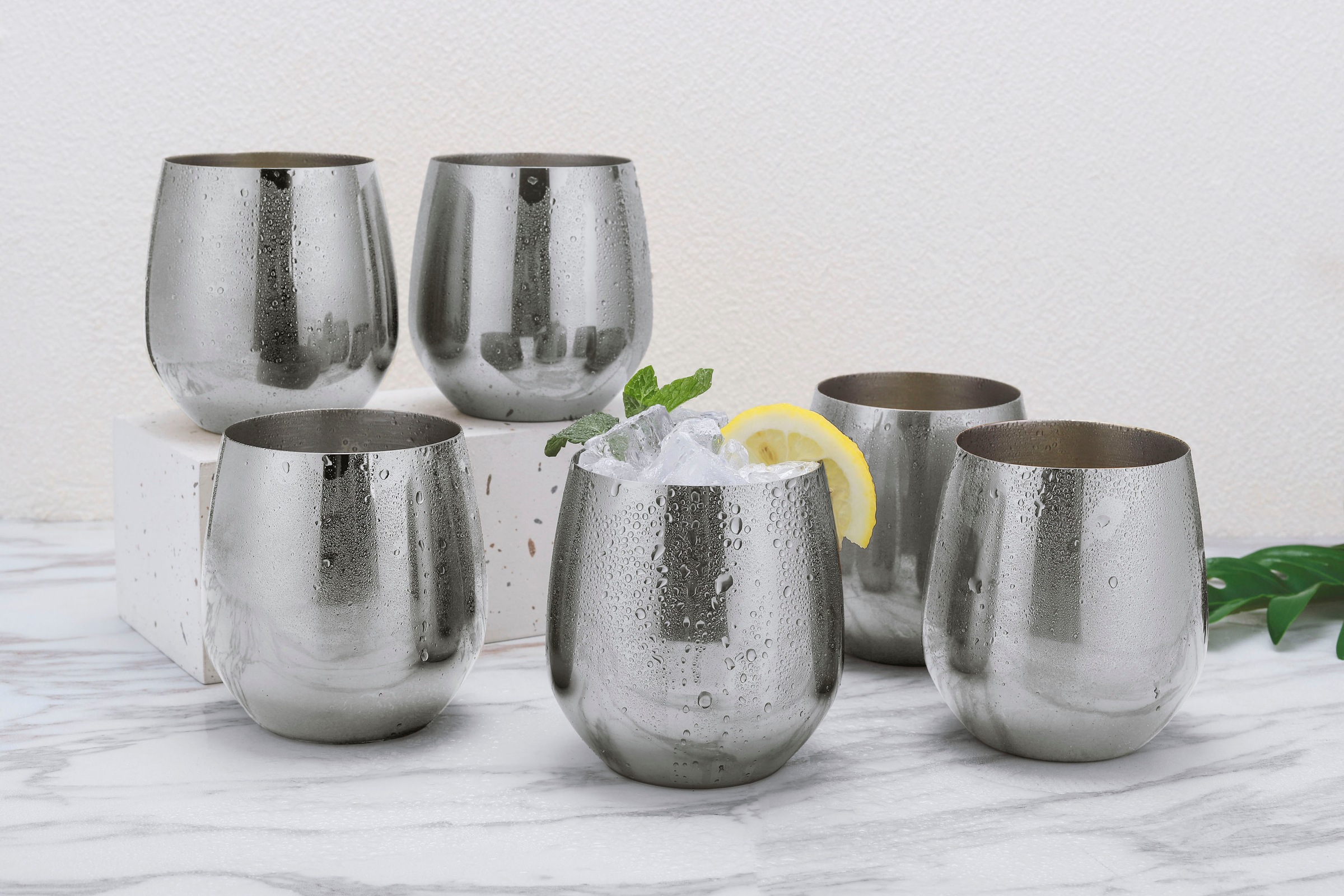 ECHTWERK Weinglas, (Set, 6 tlg.), (Wein & Wasserkelch-Set), 500 ml, bruchsicher, stiellos, 10 x 9,5 cm