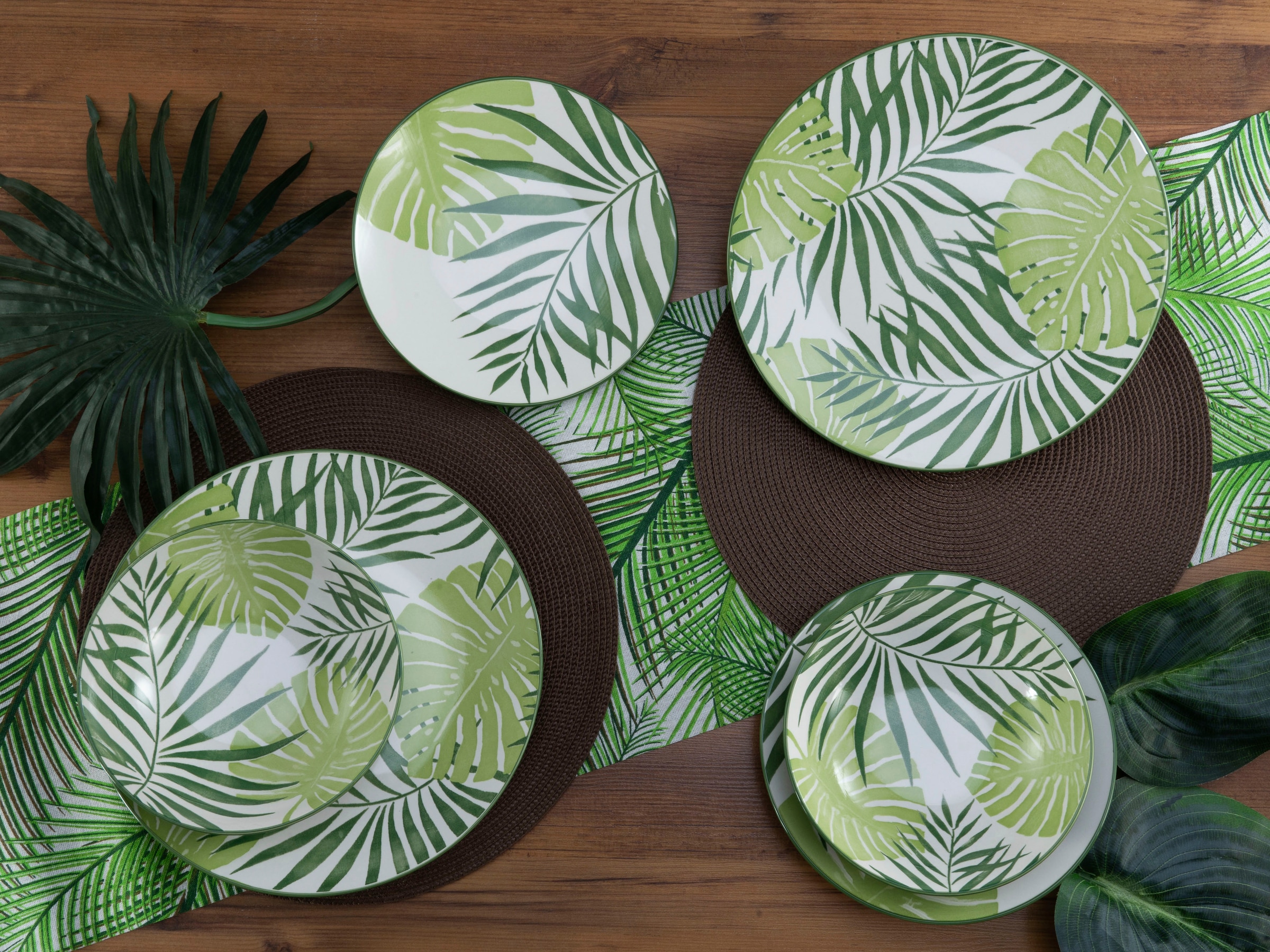 CreaTable Teller-Set »Tropicana | Blätter coolem Dekor tlg.), (Set, tropischer Mix in BAUR Grün«, online vollflächiger 12 Green kaufen