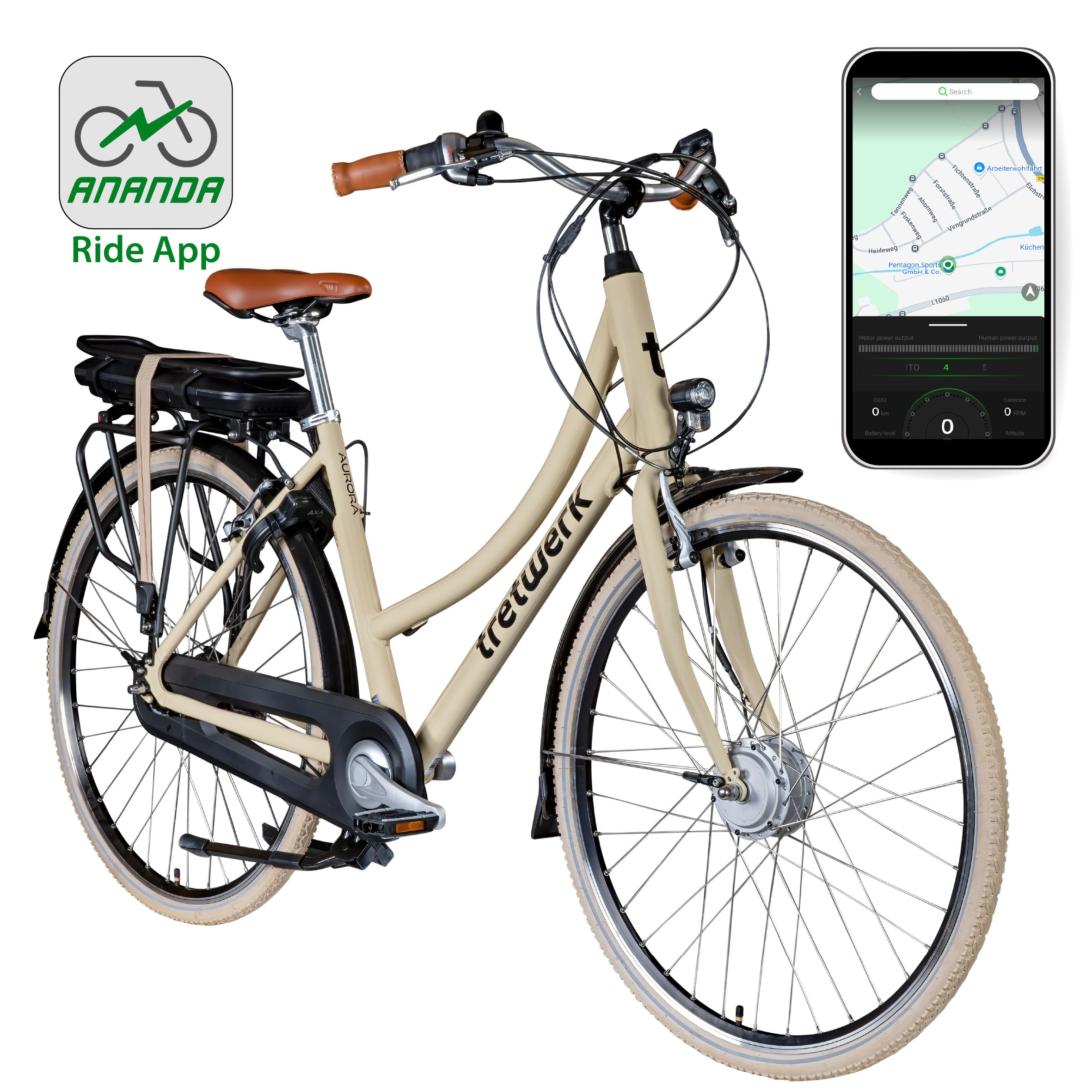 Tretwerk E-Bike »Aurora«, 7 Gang, Frontmotor 250 W