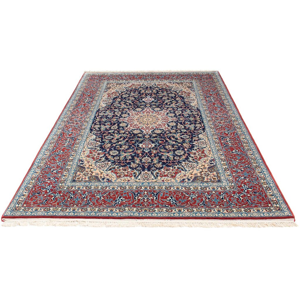 morgenland Orientteppich »Perser - Isfahan - Premium - 220 x 152 cm - dunkelblau«, rechteckig, Wohnzimmer, Handgeknüpft, Einzelstück mit Zertifikat