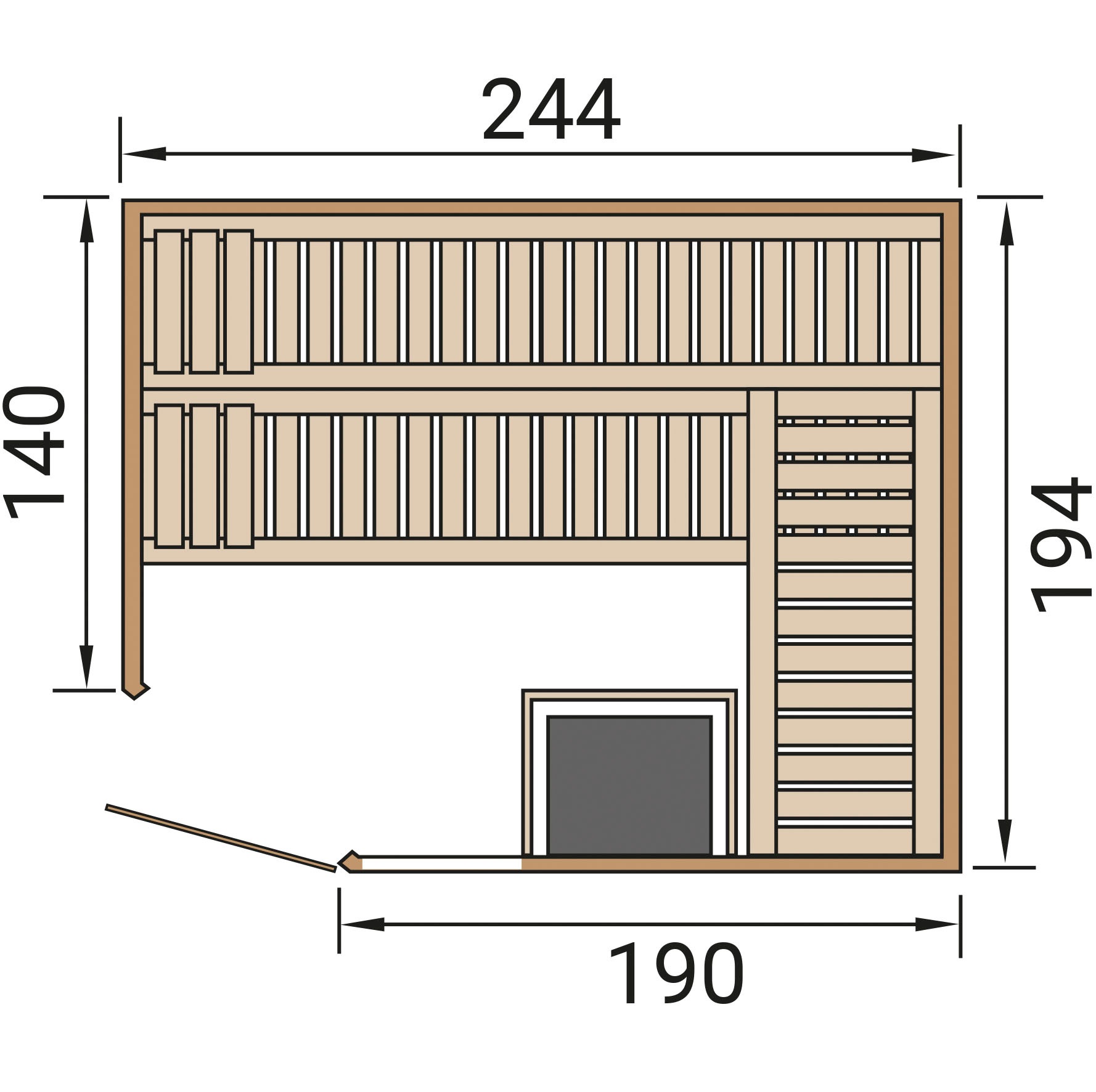 weka Sauna »Element-Ecksauna VARBERG 4«, vorgefertigte Elemente, Fensterelement, moderne Ganzglastür