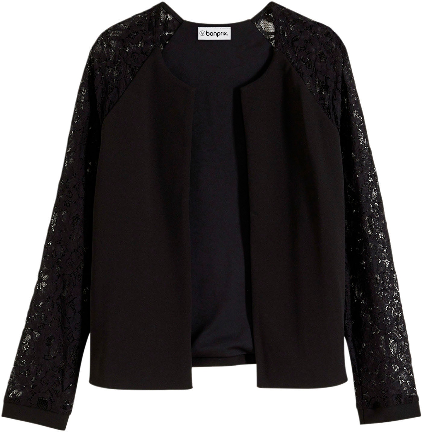 bonprix Jackenblazer »Blazer mit Spitzenärmeln« mit eleganten Spitzenärmeln, vollständig gefüttert, ohne Kragen
