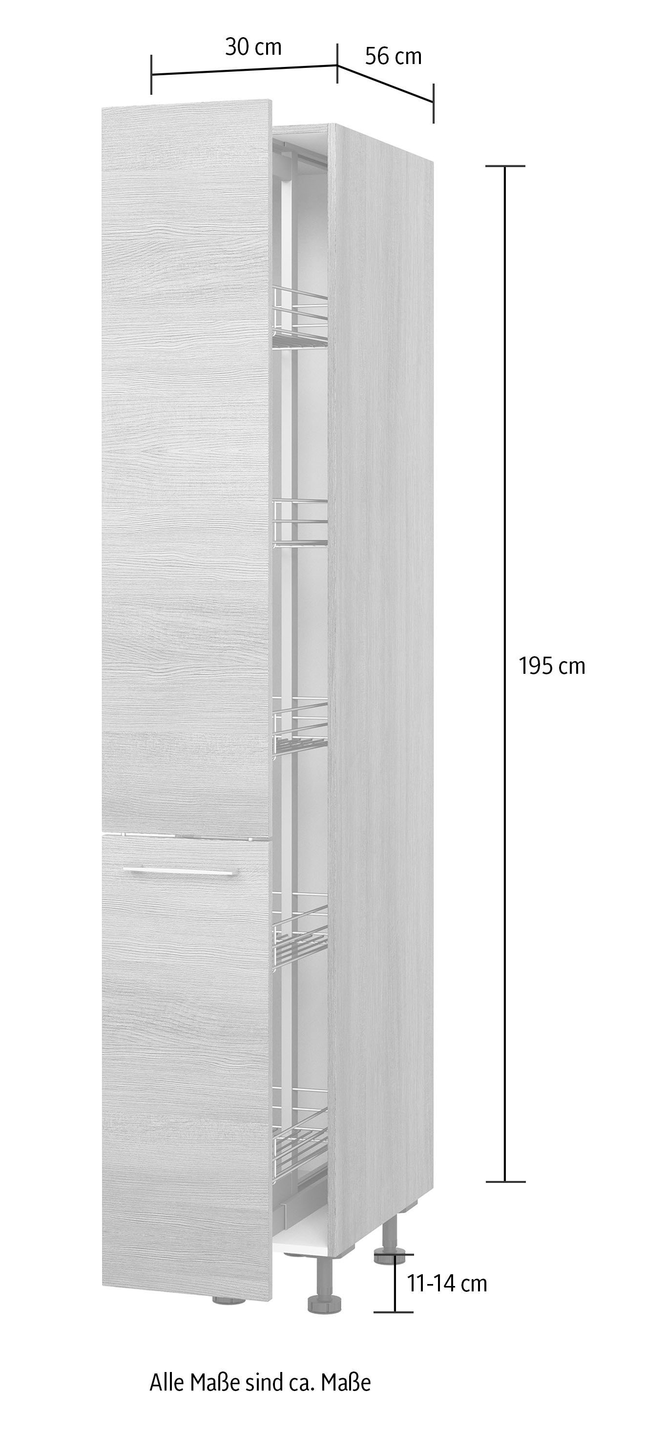Express Küchen Apothekerschrank »Trea SVAV30-195«, 195 cm, inklusive kaufen 5 30 verstellbarer Drahtkörbe, cm Höhe Breite | BAUR