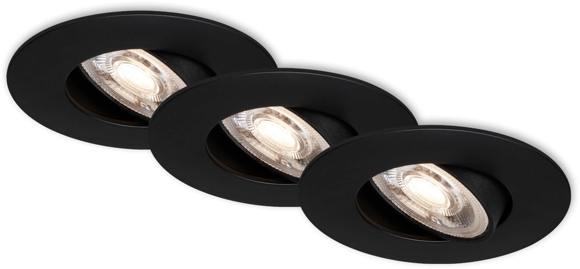 LED Einbauleuchte "7048035 KULANA", schwarz, BRILONER LEUCHTEN, Leuchten, 3er Set, ultraflach, schwenkbar, stufenlos dimmbar, schwarz