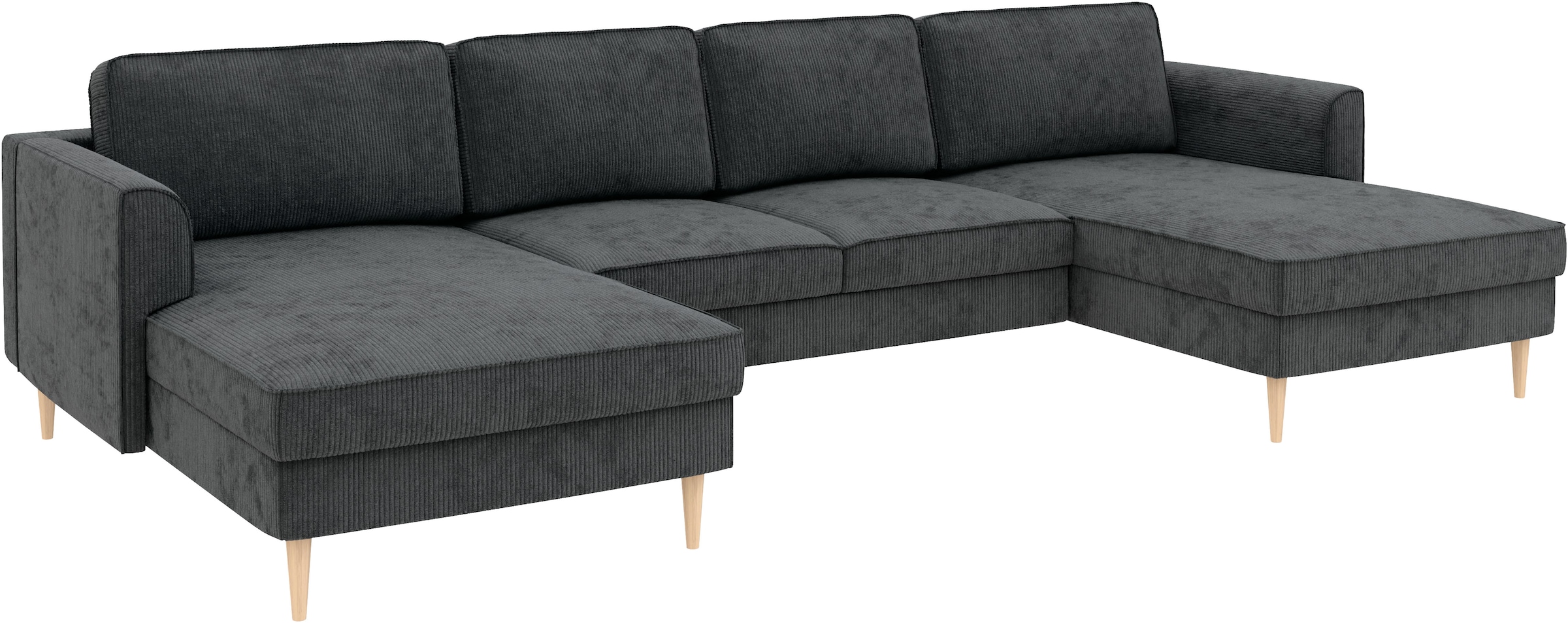 Home affaire Wohnlandschaft »Booster Couch wahlweise mit Schlaffunktion und Bettkasten-auch in Cord«, Sofa in U-Form, Breite 305 cm