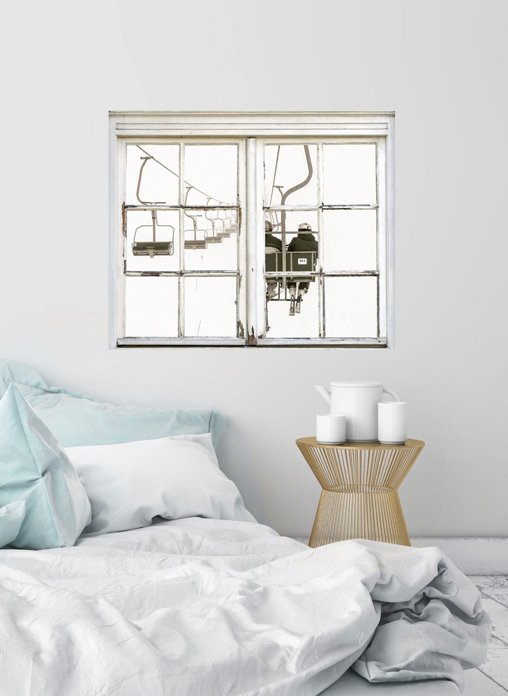 queence Wandsticker »Seilbahn«, Wandsticker, Wandbild, selbstklebend, 3D, Fenster, Seilbahn