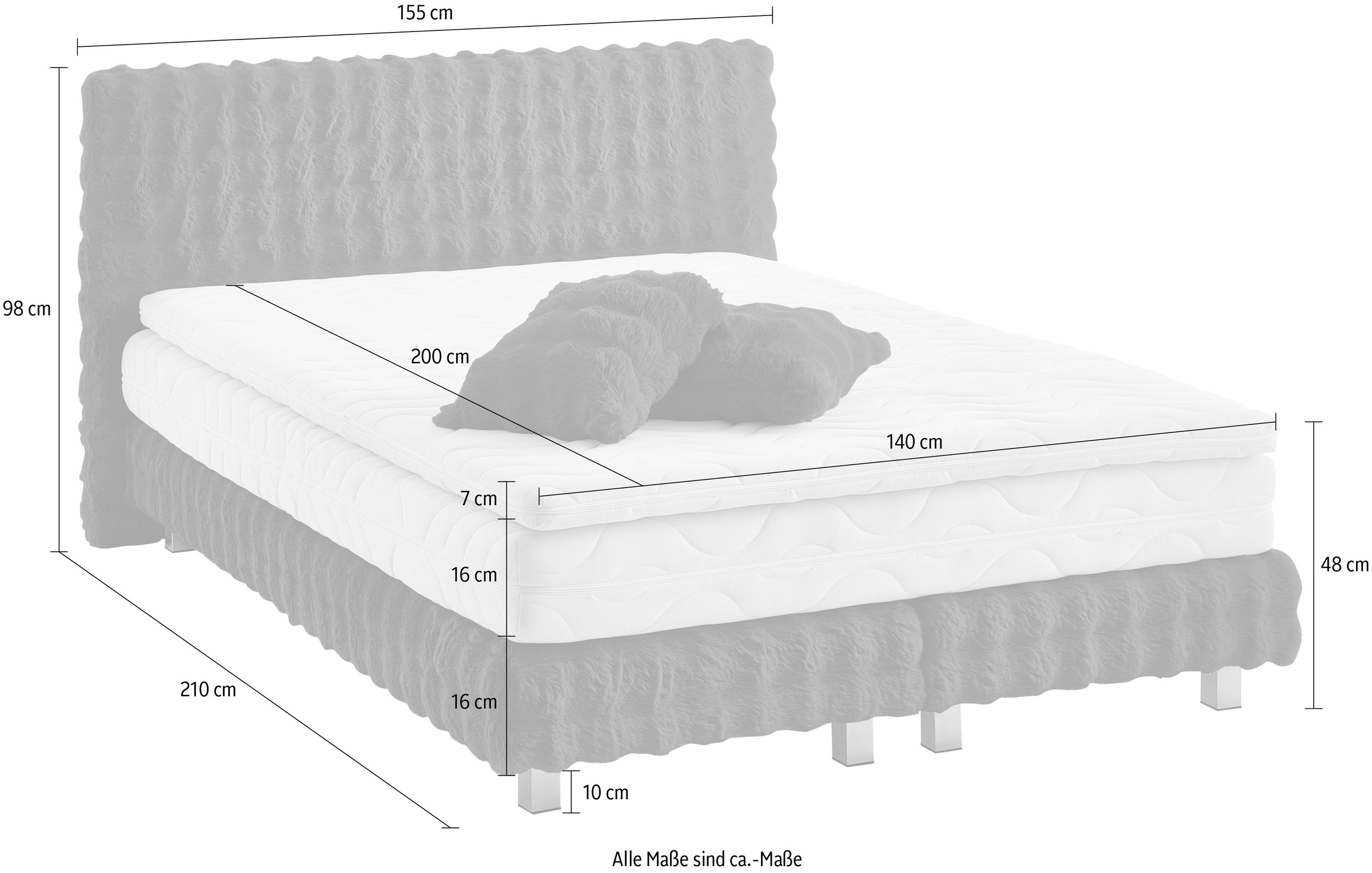 Westfalia Schlafkomfort Boxbett »Sendai«, Fellimitat HIGHLIGHT, wahlweise Matratzen in H2,H3,H4
