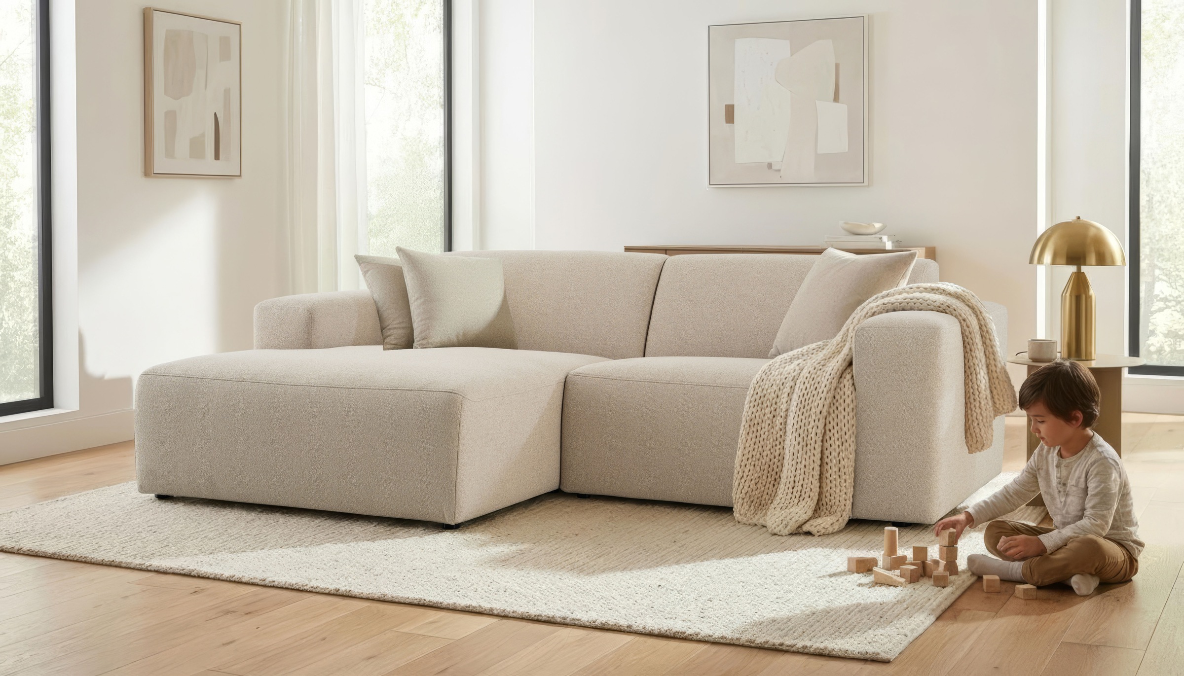 OTTO home Ecksofa "Koa, 228 cm, L-Form, Modulsofa in Cord, Chenille, Strukt günstig online kaufen