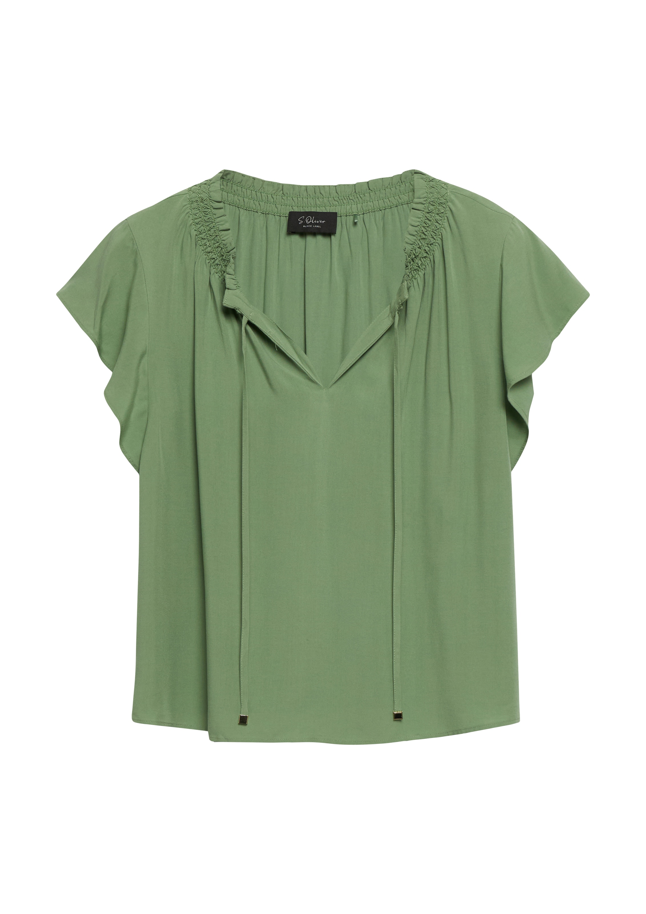 s.Oliver BLACK LABEL Schlupfbluse Sommershirt mit Bindeband und aus Viskose