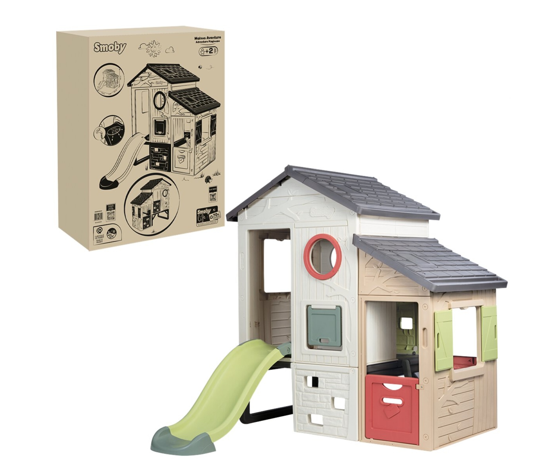 "Spielhaus SMOBY ""Life Aventure"", bunt, Spielhäuser, KinderB:202cm H:180cm T:174cm, Kunststoff, Spielhaus, B:202cm H:180cm T:174cm"