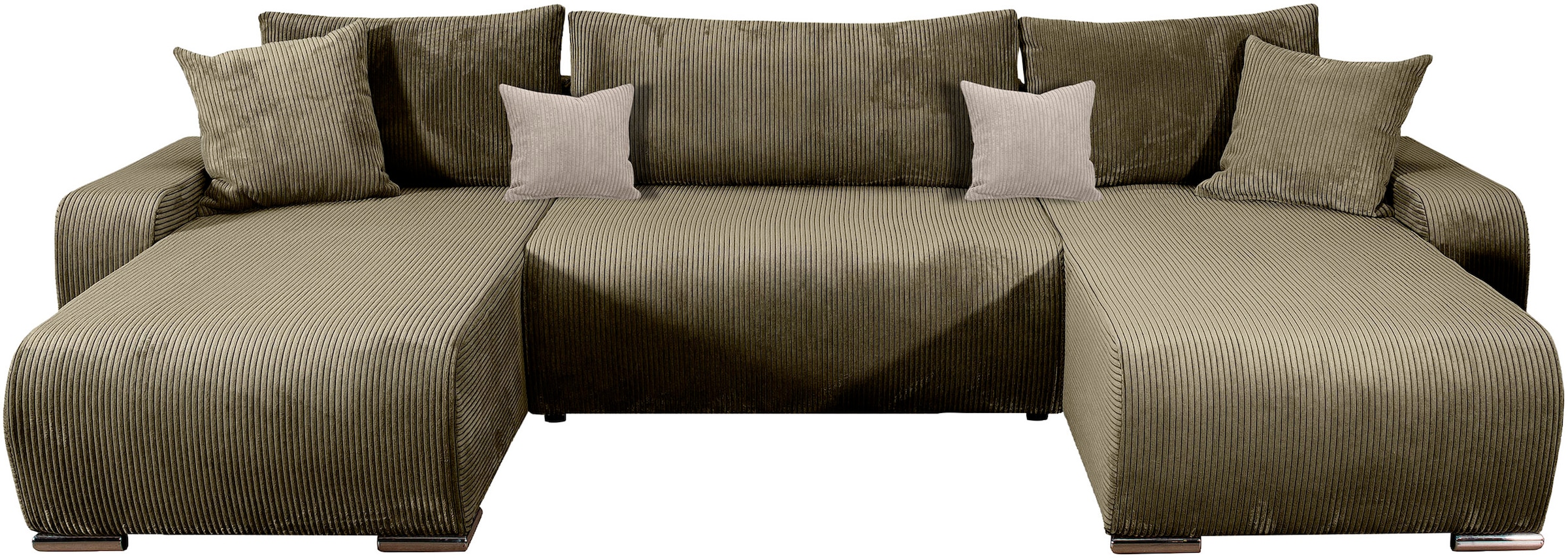 COLLECTION AB Wohnlandschaft »Paola U-Form«, mit Schlaffunktion, Stauraum, Zierkissen und Bonnellfederkern, Cord
