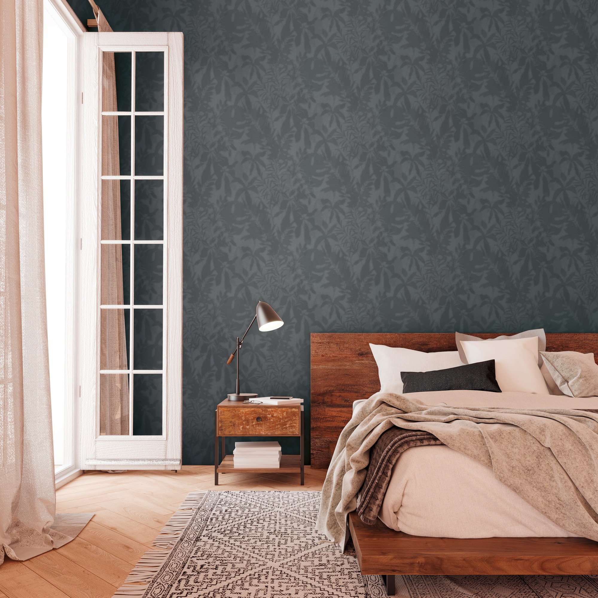 living walls Vliestapete »Tapete mit Blattschatten-Optik - Tropisches Muster« matt strukturiert Sanfte Vliestapete mit tropischem Blattschatten-Muster