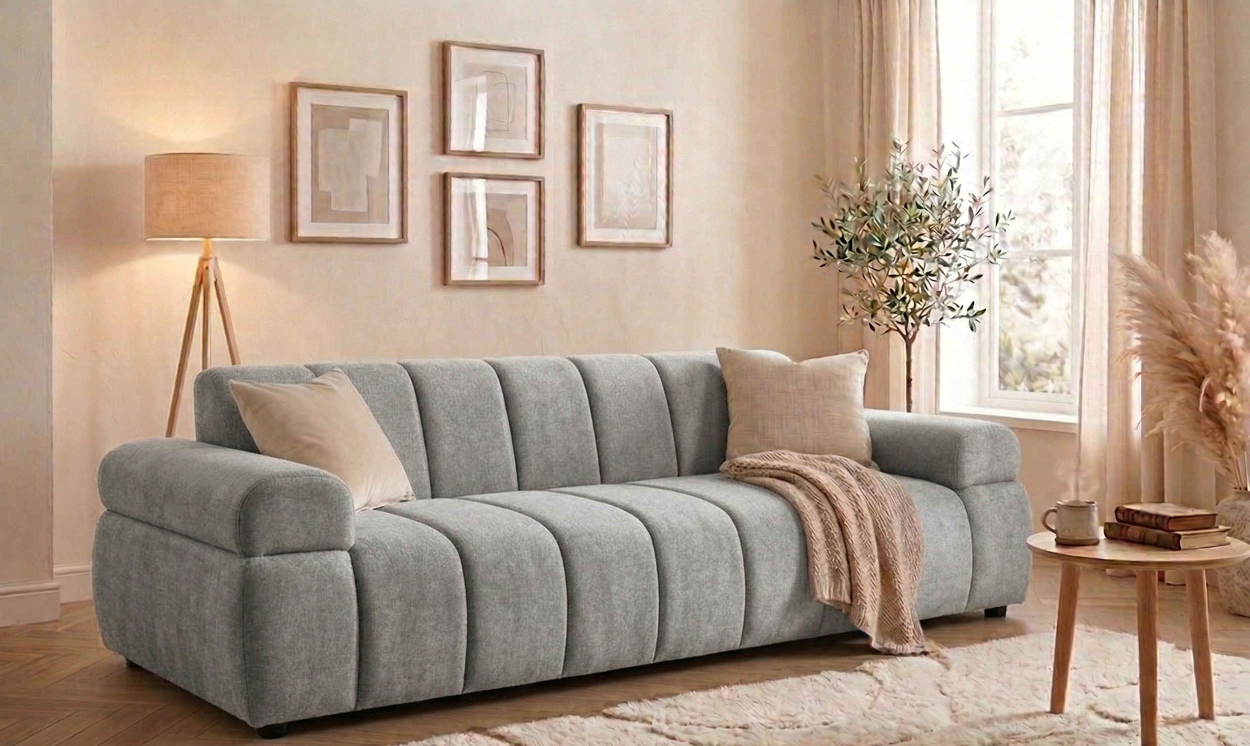 Home affaire 3-Sitzer "LYOTH Design-Sofa, moderne Steppung, Breite 220 cm" mit Wellenunterfederung, gemütlich und modern, komfortables Sitzgefühl