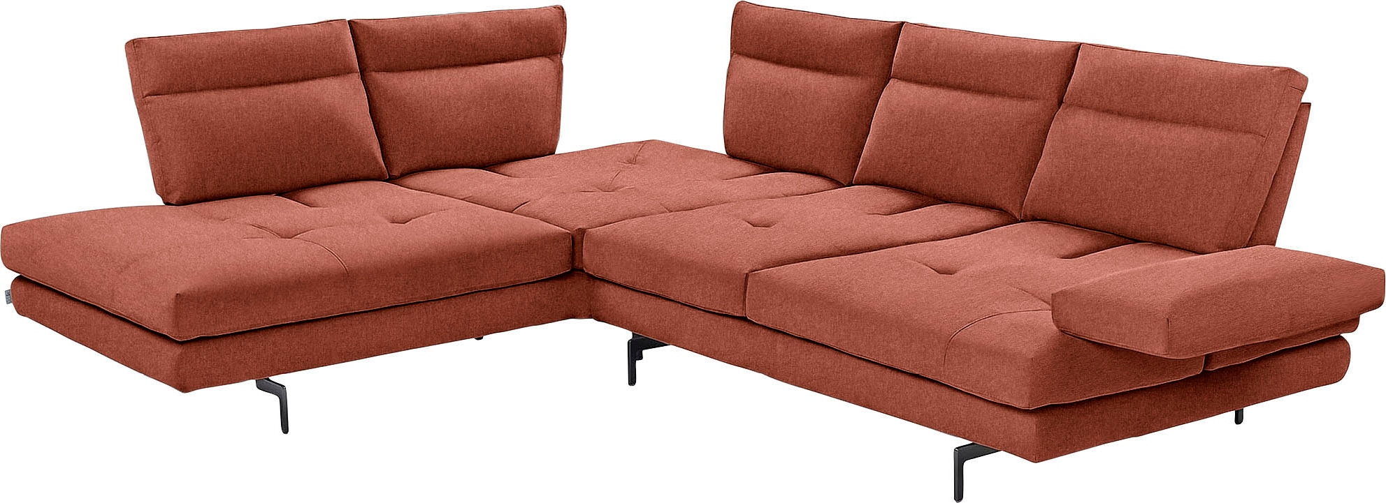 CALIA ITALIA Ecksofa »Toby Wing, L-Form, Designsofa mit sensationellem Sitzkomfort« Sitztiefenverstellung, funktionale Ecke, Füße in schwarz matt