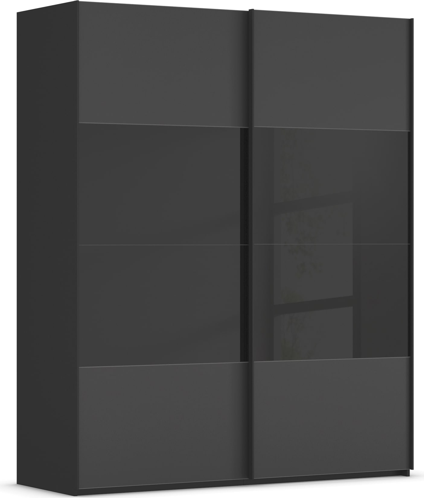 rauch Schwebetürenschrank »Kleiderschrank Schrank Garderobe Schlafzimmerschrank SCALE-FYRA«, edle Türen viergeteilt Glas matt/glänzend viele Farben MADE IN GERMANY