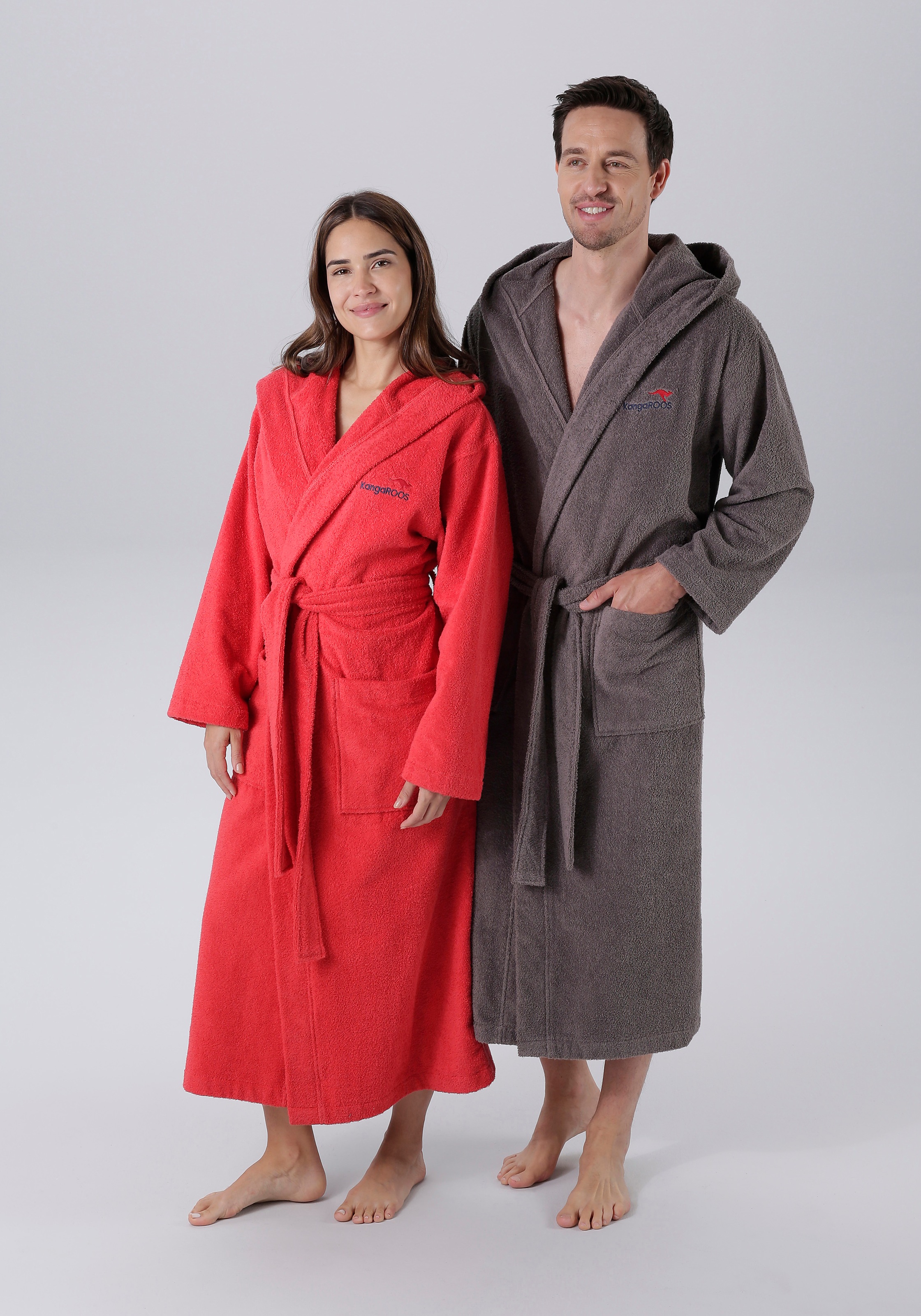 KangaROOS Unisex-Bademantel »Cassidy, für Damen & Herren, Standardlänge & Überlänge«, (1 St.), mit Taschen, Männer und Frauen, Baumwolle, Reise, Hotel, Sauna, S-3XL