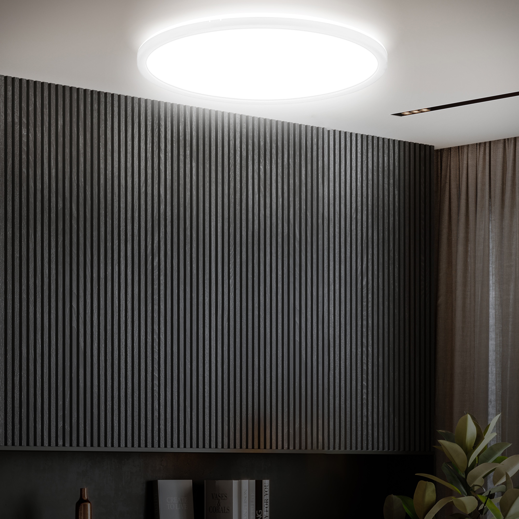 B.K.Licht LED Deckenleuchte »BKL1600 Ultraflache Deckenlampe, LED Panel mit Backlight«, 1 flammig, Leuchtmittel LED-Modul | LED fest integriert, 4.000K, 3.000 Lm, 22W, indirekte Hintergrundbeleuchtung, ⌀42cm, Weiß