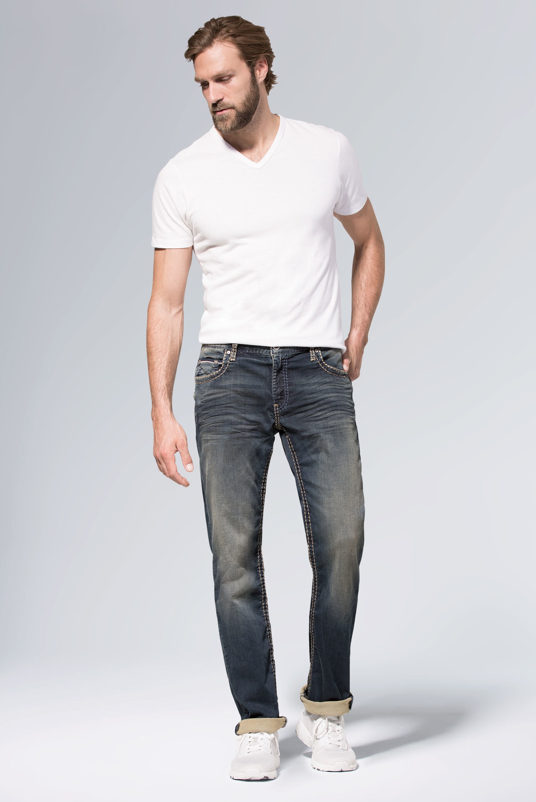 CAMP DAVID Comfort-fit-Jeans »CO:NO«, Münztasche mit Ziernaht