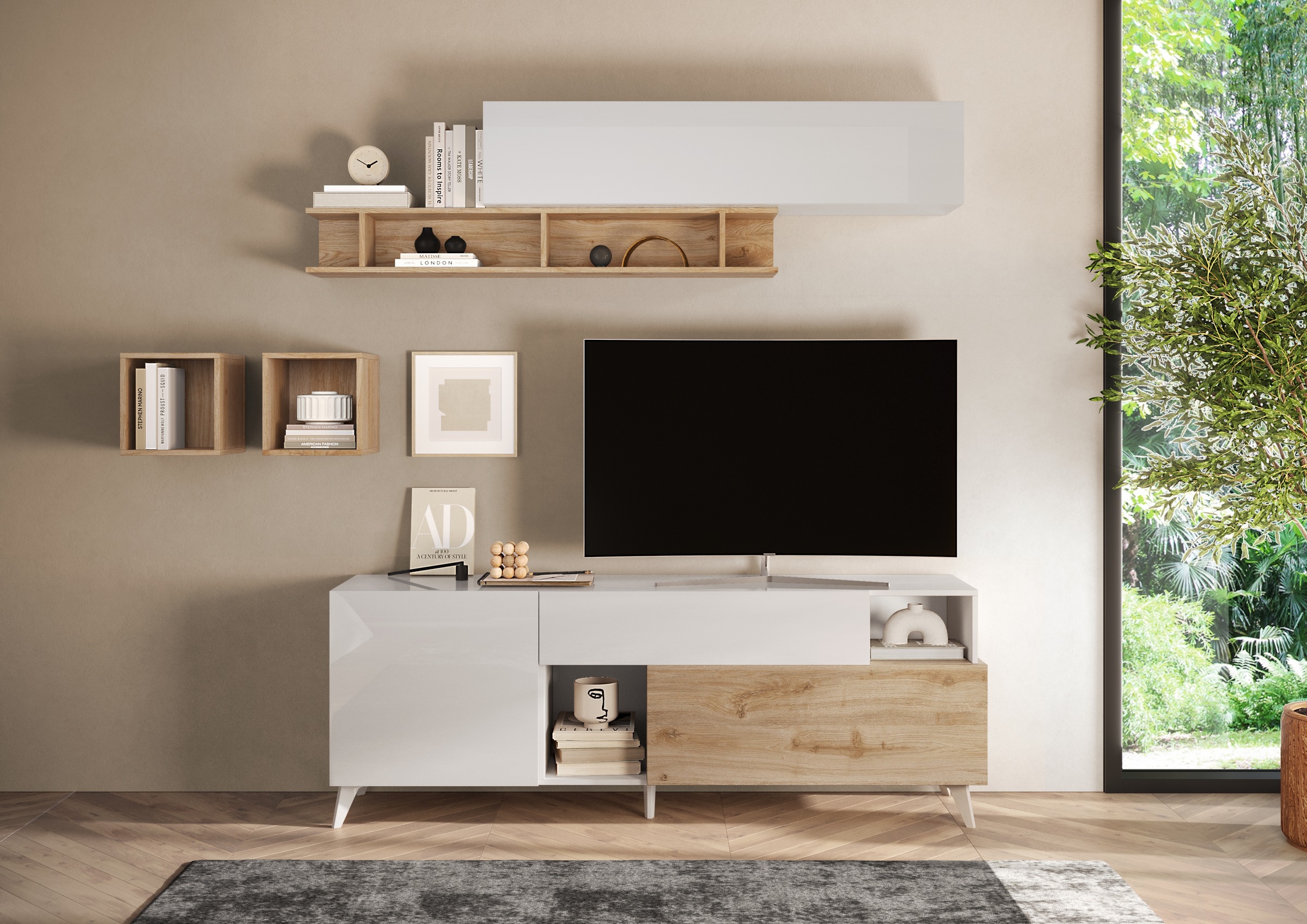 INOSIGN Lowboard »Monaco Breite 181 cm, TV-Board mit 1 Tür, 1 Klappe u. 1 Schubkasten«, Fernsehtisch, TV-Schrank, Soft/Self Closing