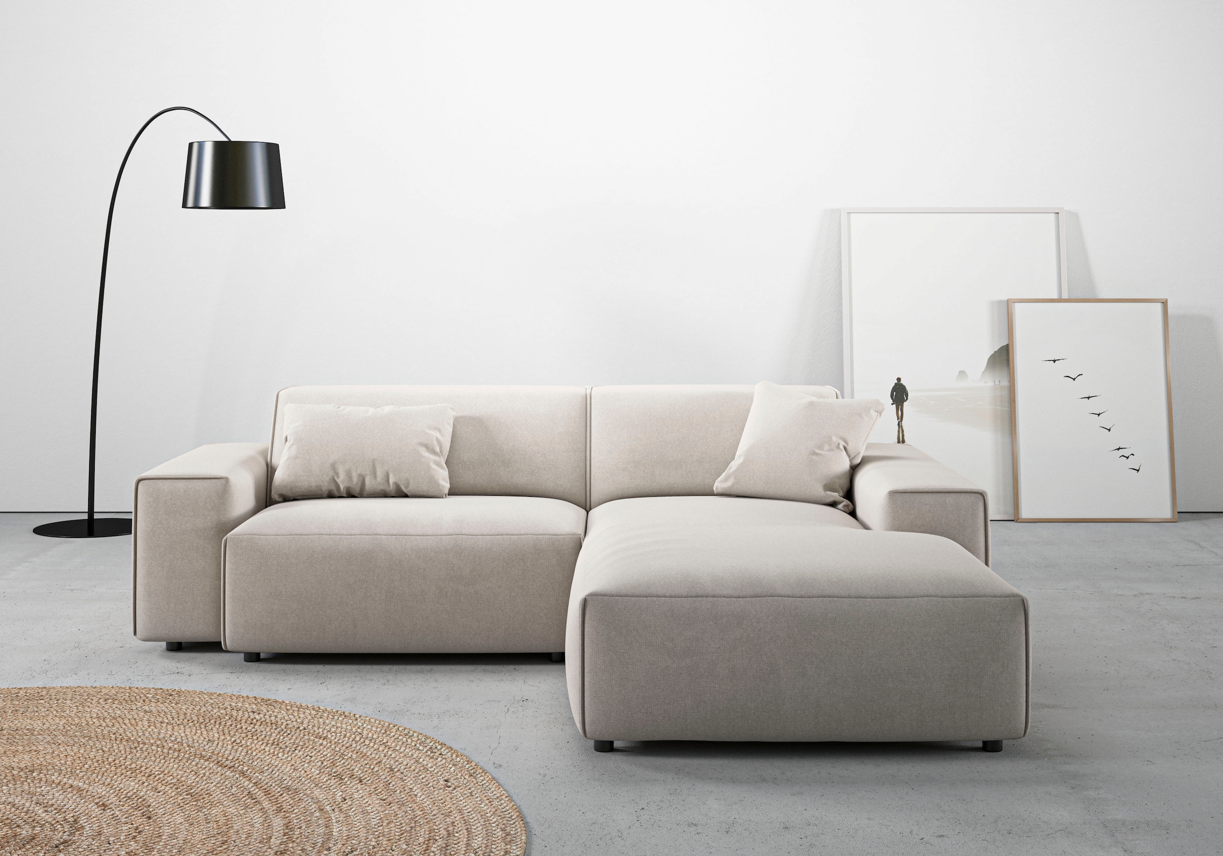 Home affaire Ecksofa "Glimminge L-Form auch in Breitcord, Feincord + Easy care-Bezug," Breite 234, Zierkissen