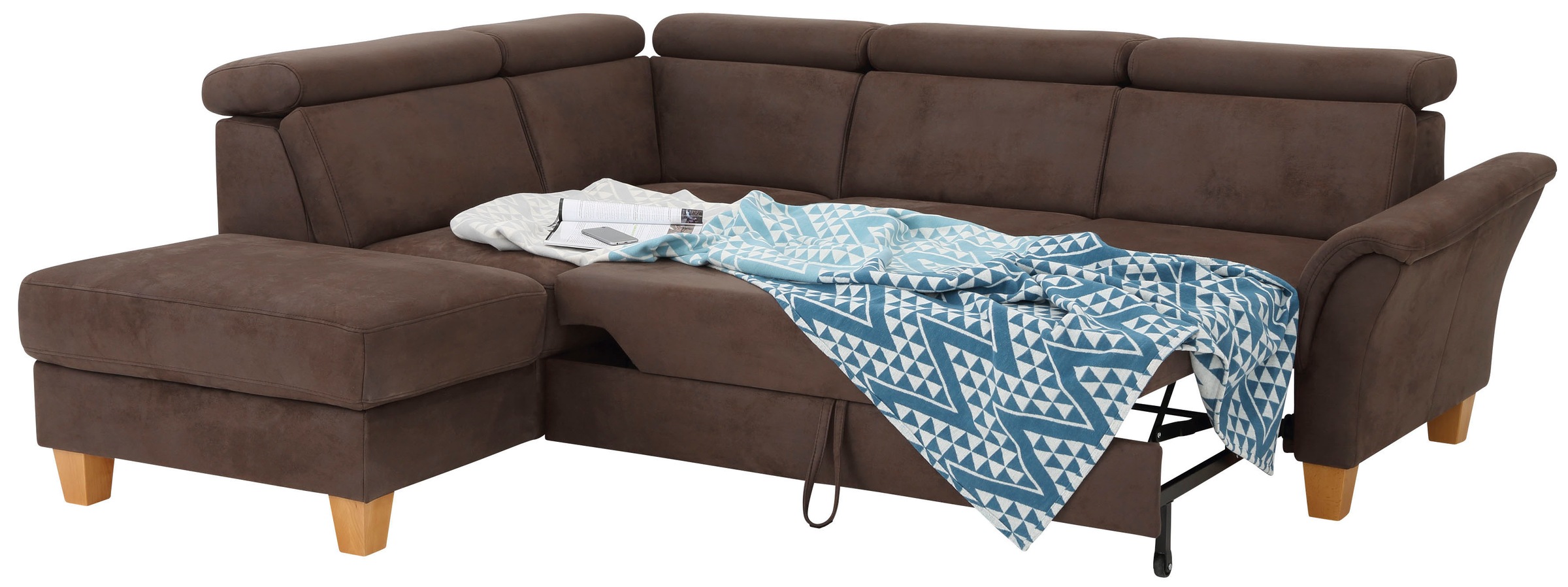 Home affaire Ecksofa »Conville L-Form«, Federkern, wahlweise mit Bettfunktion und Bettkasten bzw. Stauraum