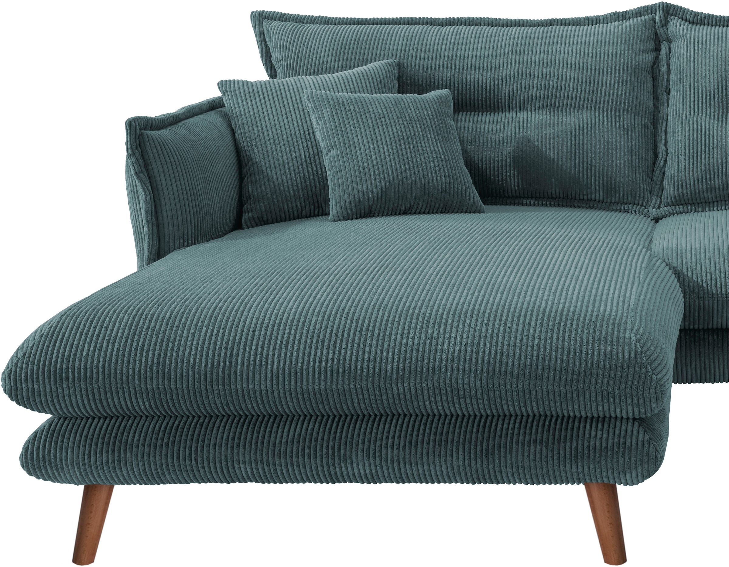 INOSIGN Ecksofa »Lazio modern und bequem, schmale Armlehnen, tolle Detailverarbeitung«, zwei verschiedene Fußfarben wählbar