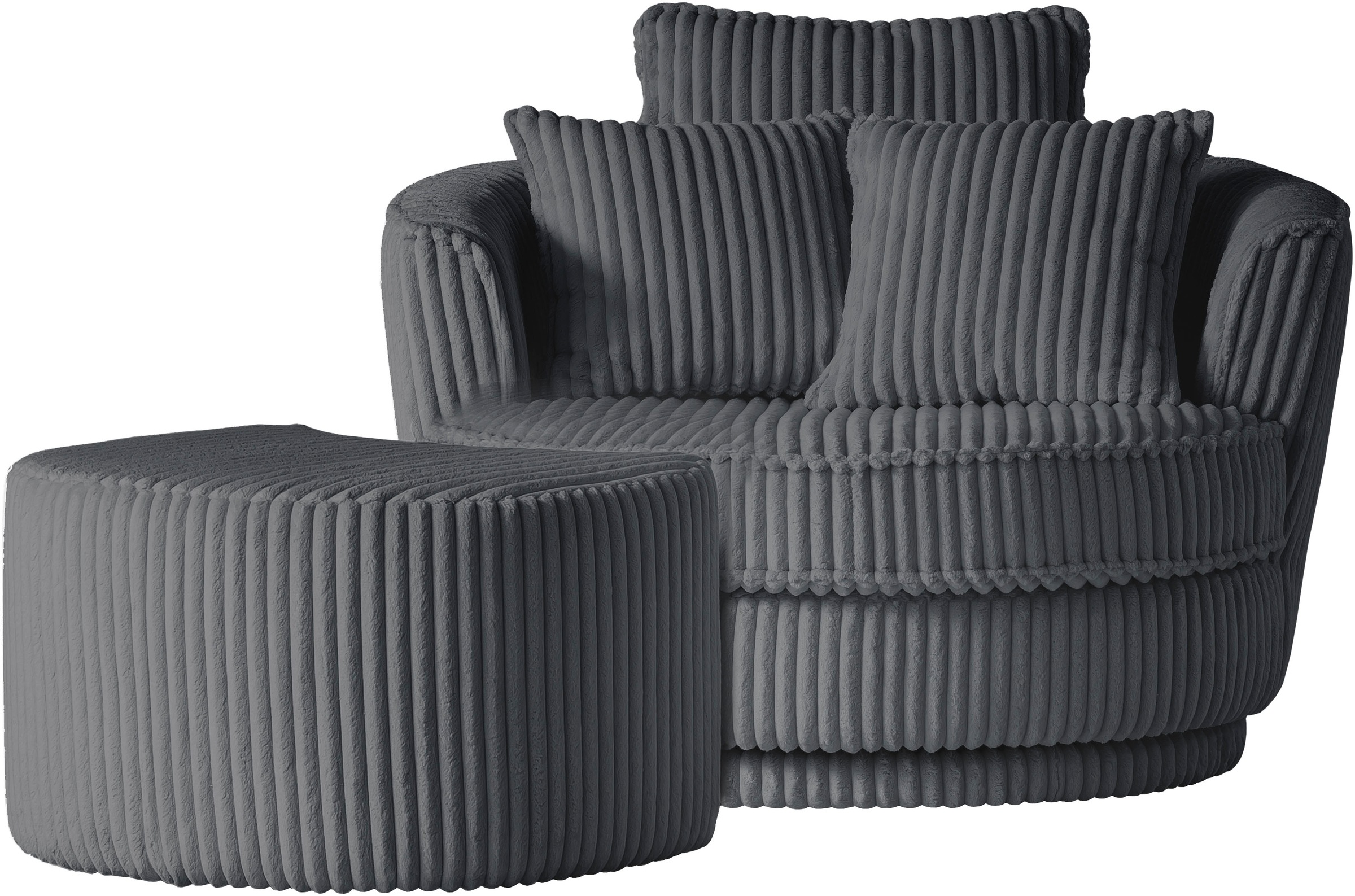 Thumbnail - Leonique Drehsessel "MAISIE, Love Seat XXL Lese-Sessel, Big-Sessel mit Hocker,", (2 St.), Set in MEGA CORD und Web-Velou...