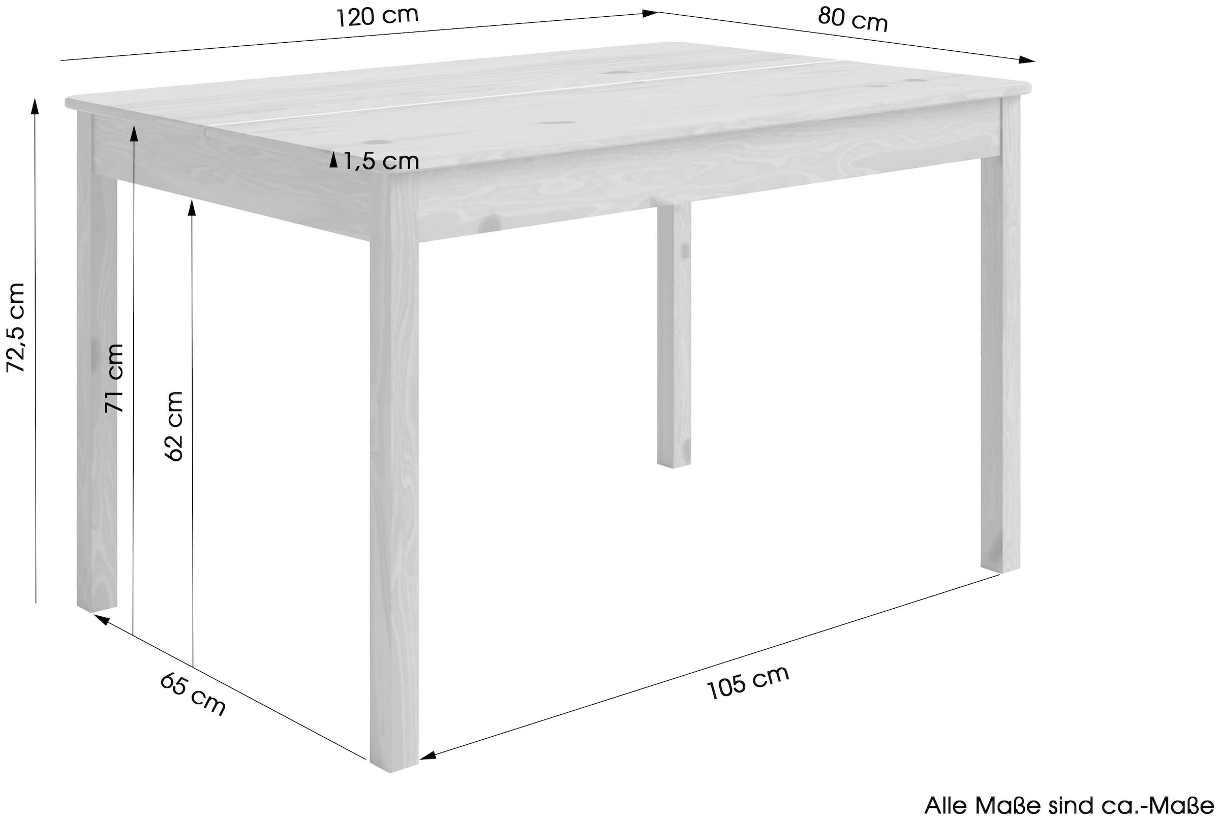 Home affaire Essgruppe »Malmö«, (Set, 5 tlg.), bestehend aus Tisch und Stühlen in Kiefer Massivholz naturfarbig