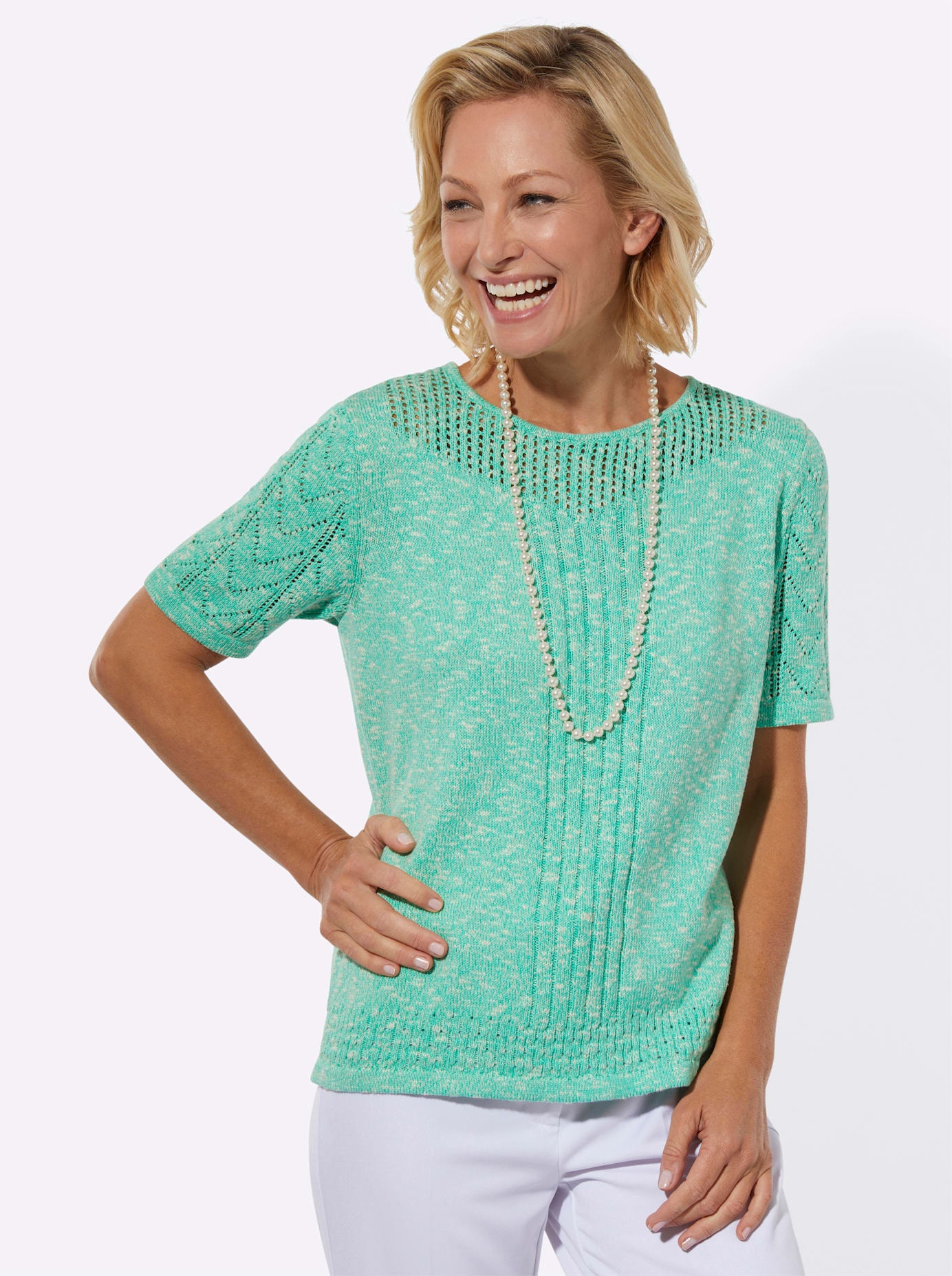 Classic Rundhalspullover "Ajour-Pullover" günstig online kaufen