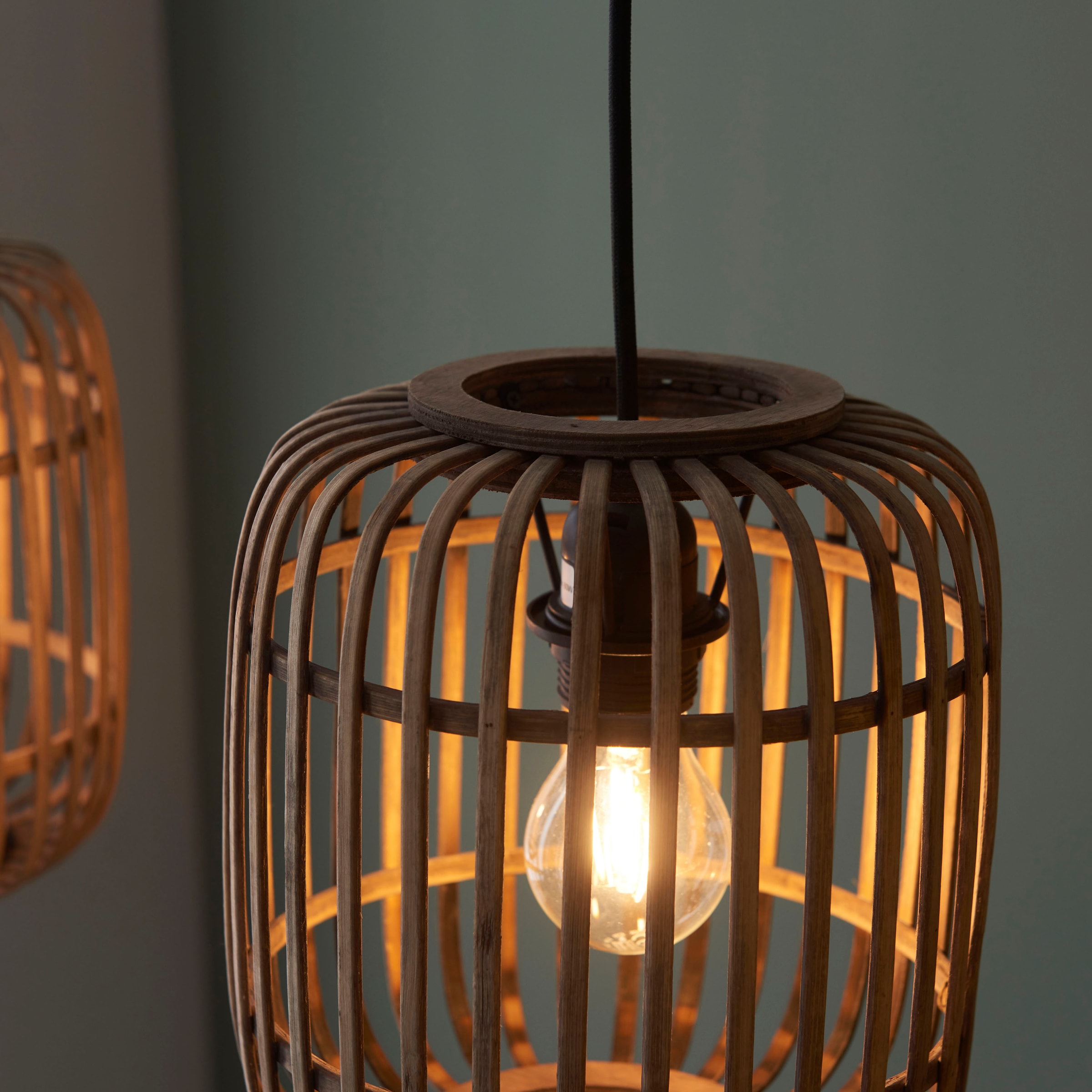 Brilliant Pendelleuchte »Woodrow«, 3 flammig, Leuchtmittel E27 | ohne Leuchtmittel, Bambus Lampe, Nature-Style, 130 x 105 cm, E27