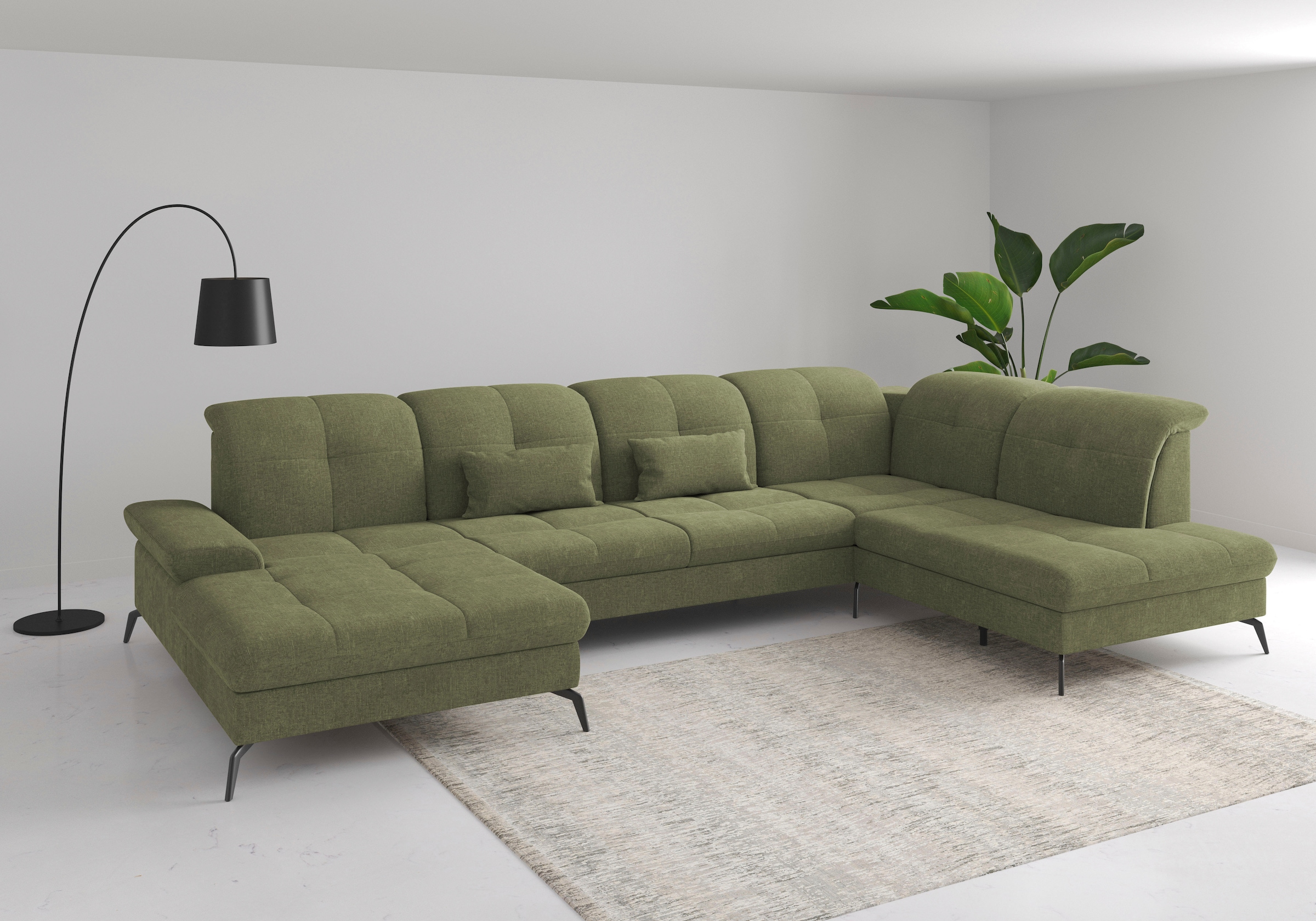 sit&more Wohnlandschaft "Amica, U-Form, inkl. Sitztiefenverstellung und Armteilverstellung" wahlweise mit Kopfteilverstellung, Schlaffunktion und Bettkasten