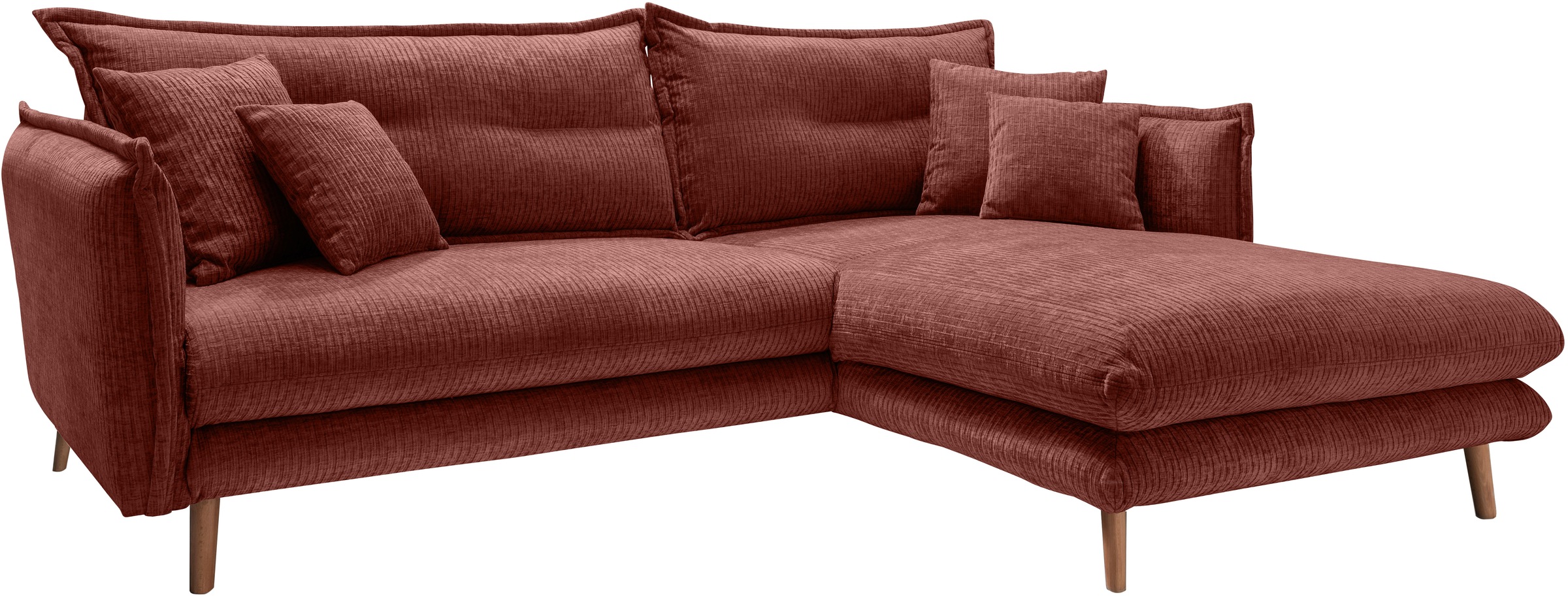 INOSIGN Ecksofa »Lazio modern und bequem, schmale Armlehnen, tolle Detailverarbeitung«, zwei verschiedene Fußfarben wählbar