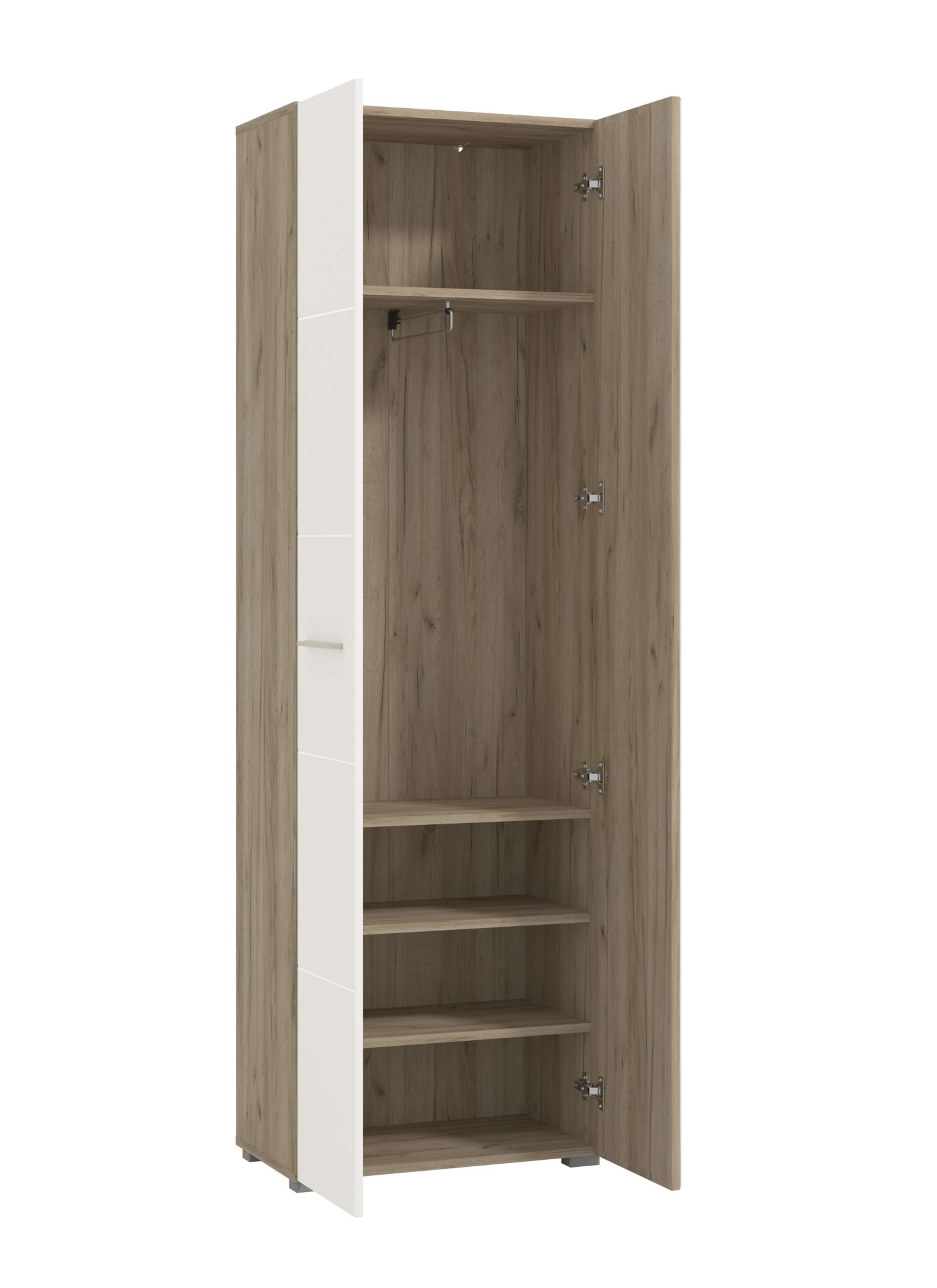 Home affaire Garderobenschrank »Beny Kleiderschrank, Stauraumschrank, Flurschrank, Höhe 193 cm«, Hochglanzfronten, Spiegeltür, Breite 60 cm, ausziehbare Kleiderstange