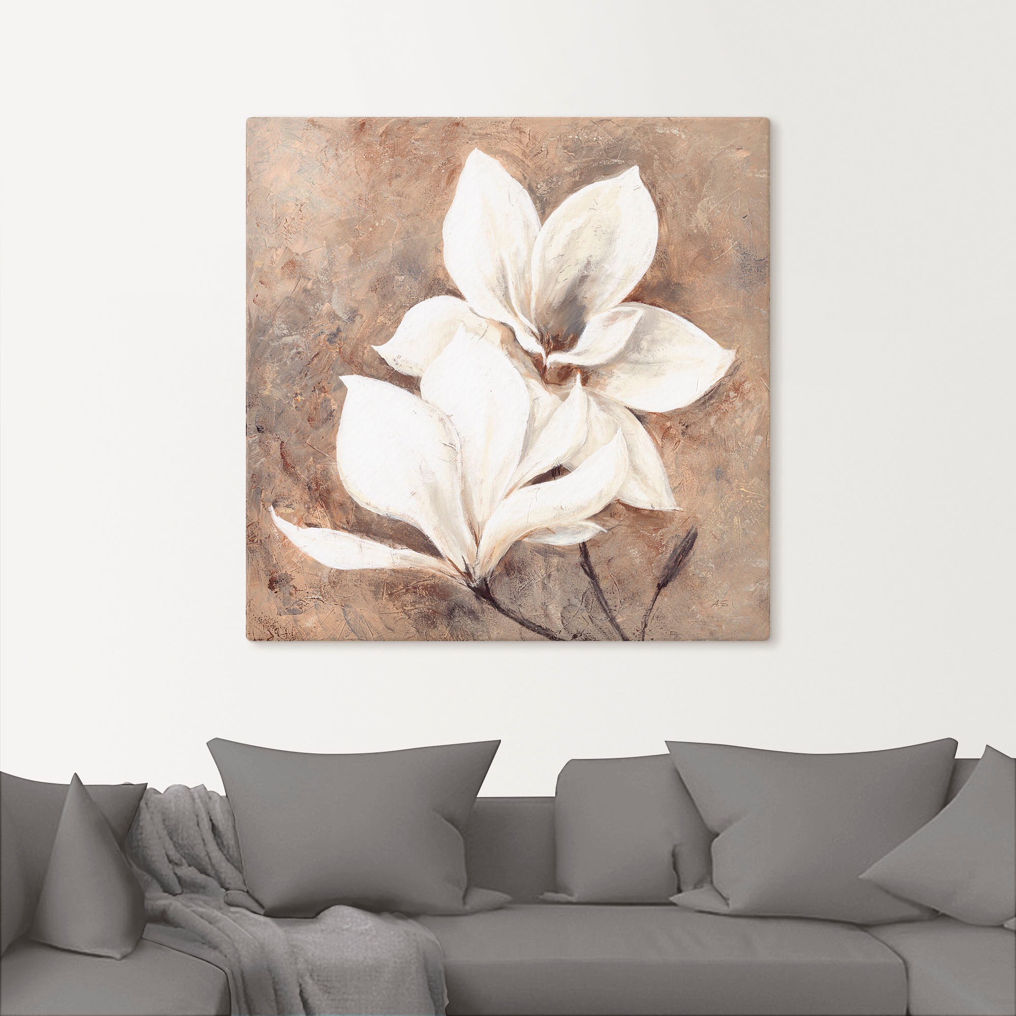 Leinwandbild ARTLAND "Klassische Magnolien", beige (farbe bild(er): naturfarben), B:70cm H:70cm, Bilder, Leinwandbild, auf Holzrahmen gespannt 2
