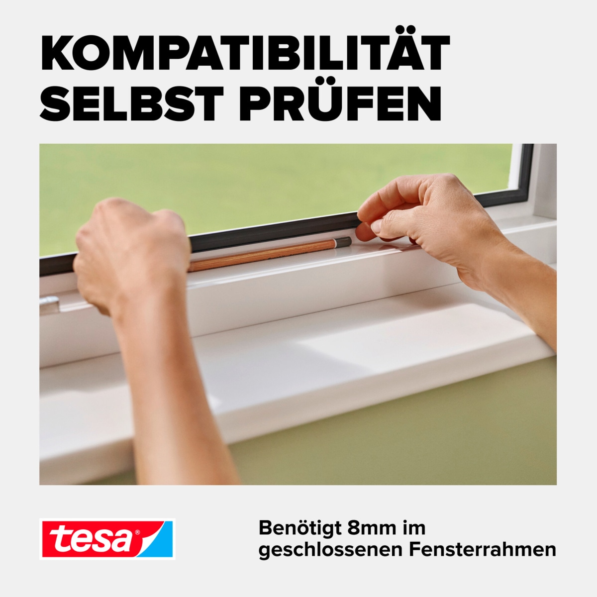 tesa Insektenschutz-Fensterrahmen »Insect Stop Anklipsrahmen - Fliegengitter für Fenster«, Selbstklebende Halteklips, zuschneidbarer Rahmen, ohne Bohren