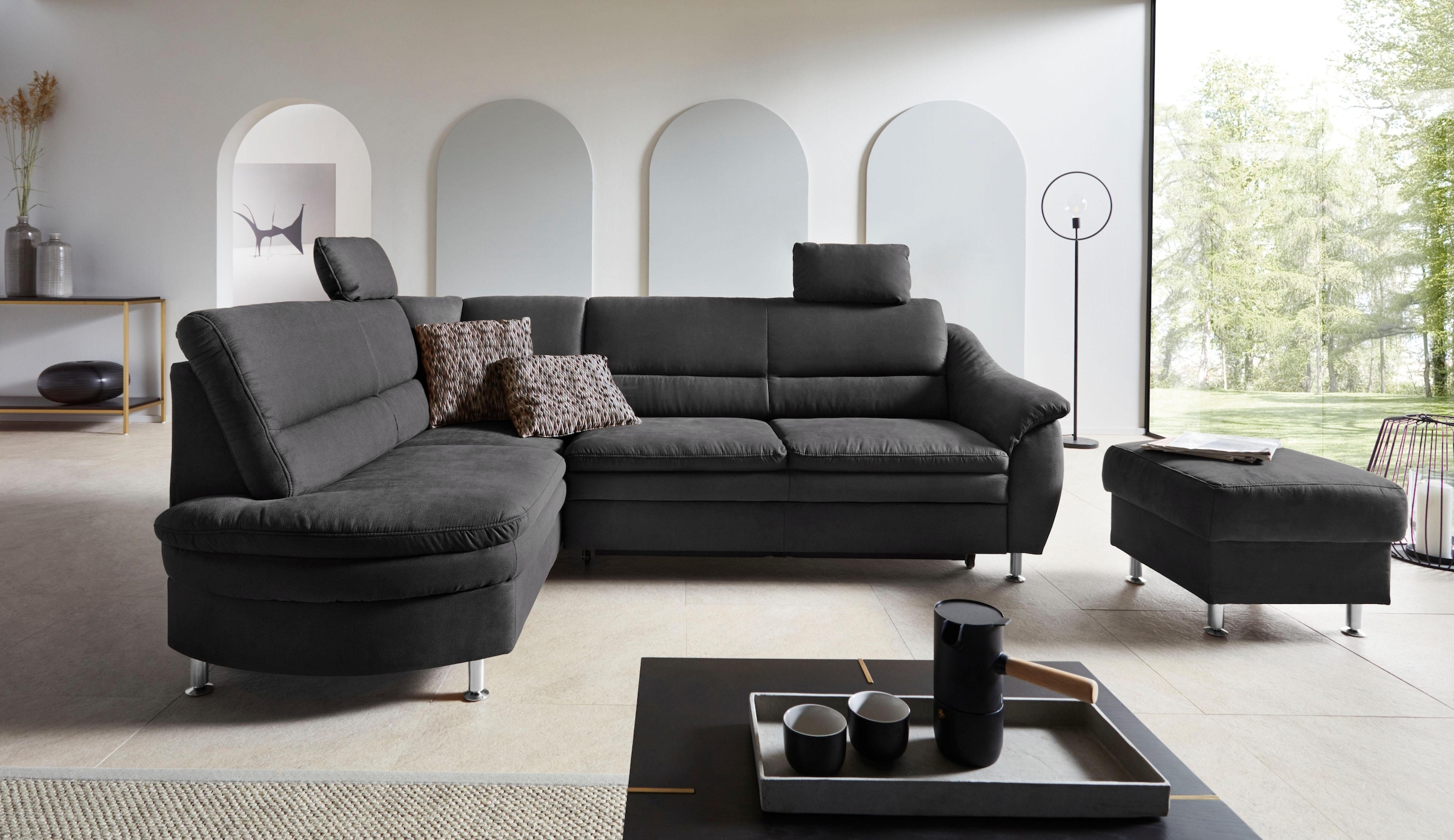 OTTO home Ecksofa "Cardoso L-Form" Federkern, wahlweise mit Bett, Schubkasten