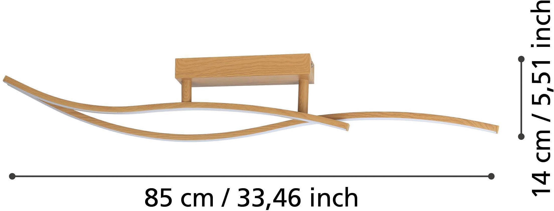 EGLO Deckenleuchte »Grisolia Deckenlampe, Wohnzimmerlampe, Metall und Kunststoff, Lampe« LED-Modul 1 Stk. Neutralweiß Wand-/Deckenleuchte - L85 x B6 x H15 cm - braun - 12W inkl.