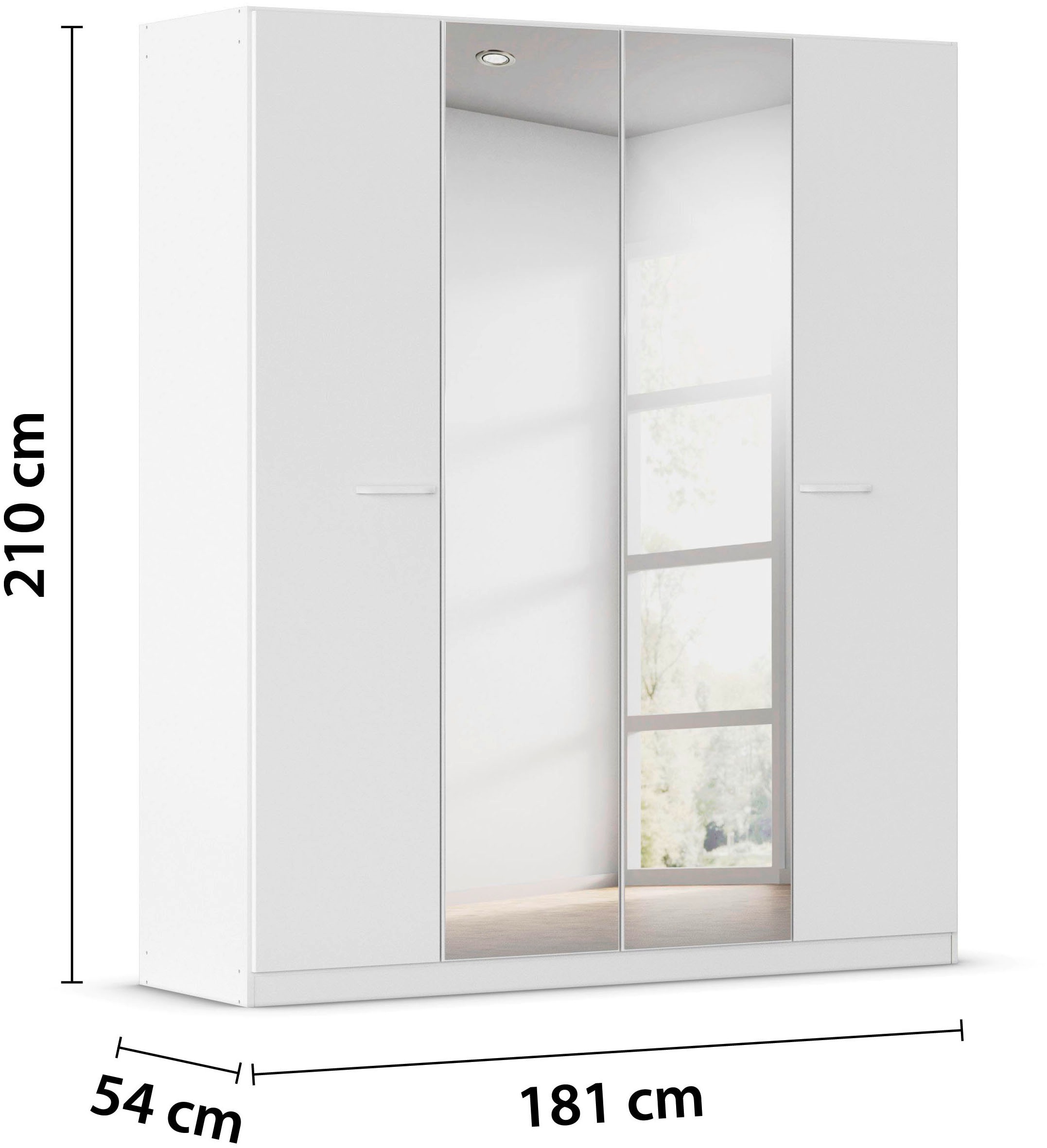 rauch Drehtürenschrank »Kleiderschrank Schrank Garderobe TOPSELLER OTELI inkl. Inneneinteilung«, (erhältlich in Breiten 91-360 cm, ab Breite 136cm inkl. Innenschubladen), mit zusätzlichen Einlegeböden, optional mit Spiegel MADE IN GERMANY